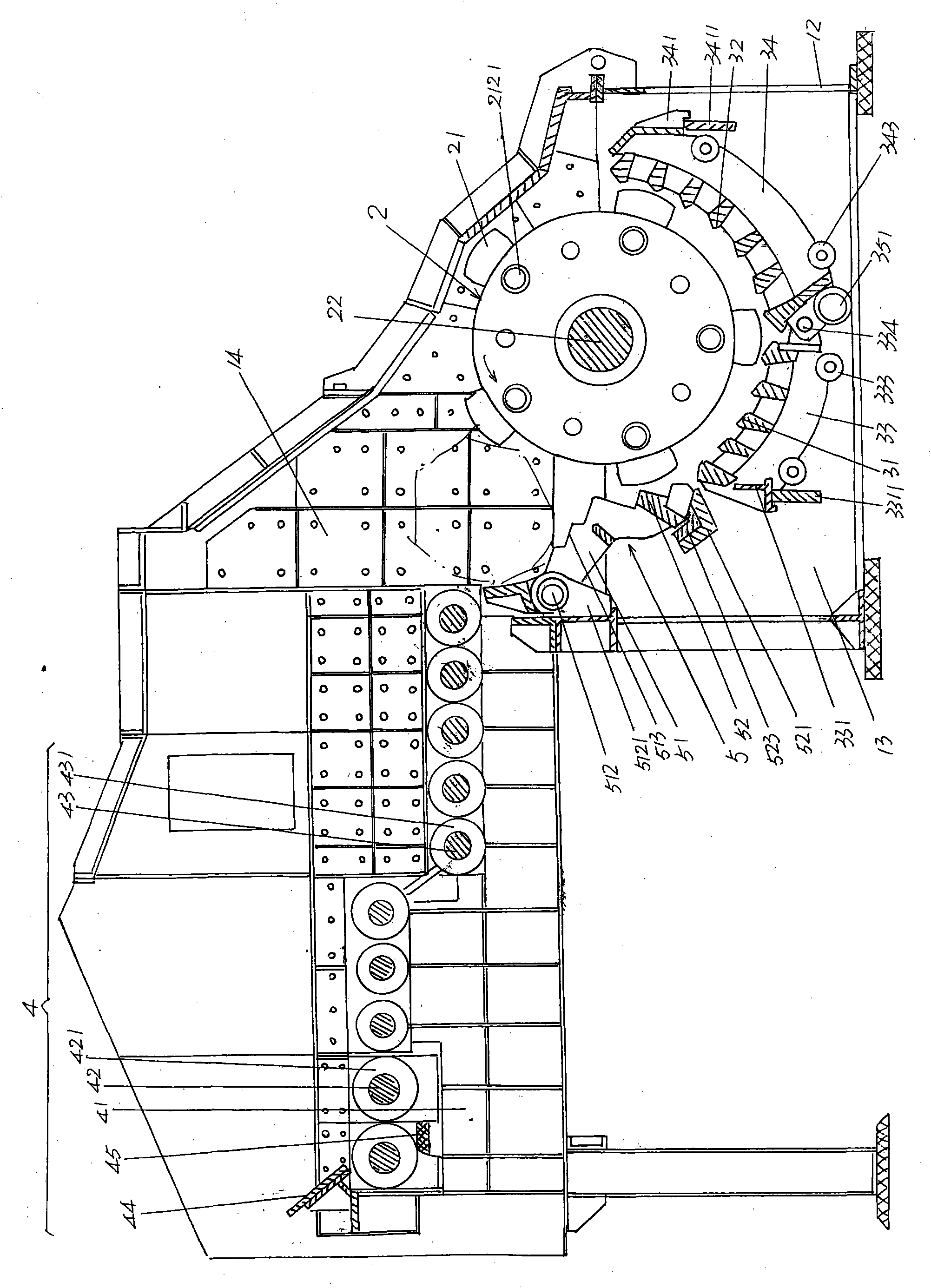 Single-section hammer type screening crusher