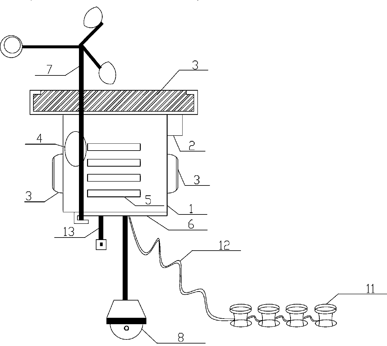 Multifunctional on-line monitoring early-warning device of high-voltage line