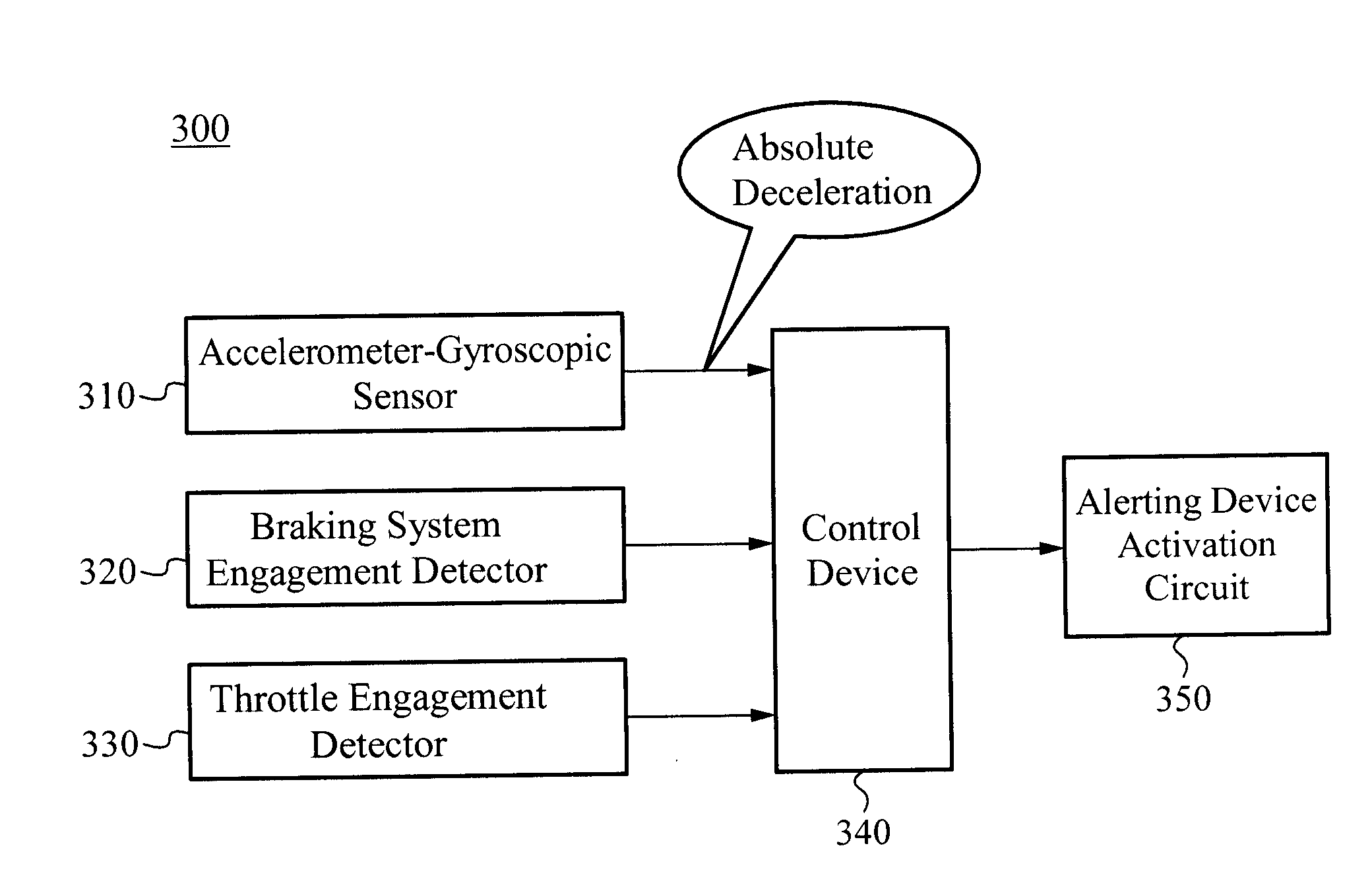 Absolute acceleration sensor for use within moving vehicles