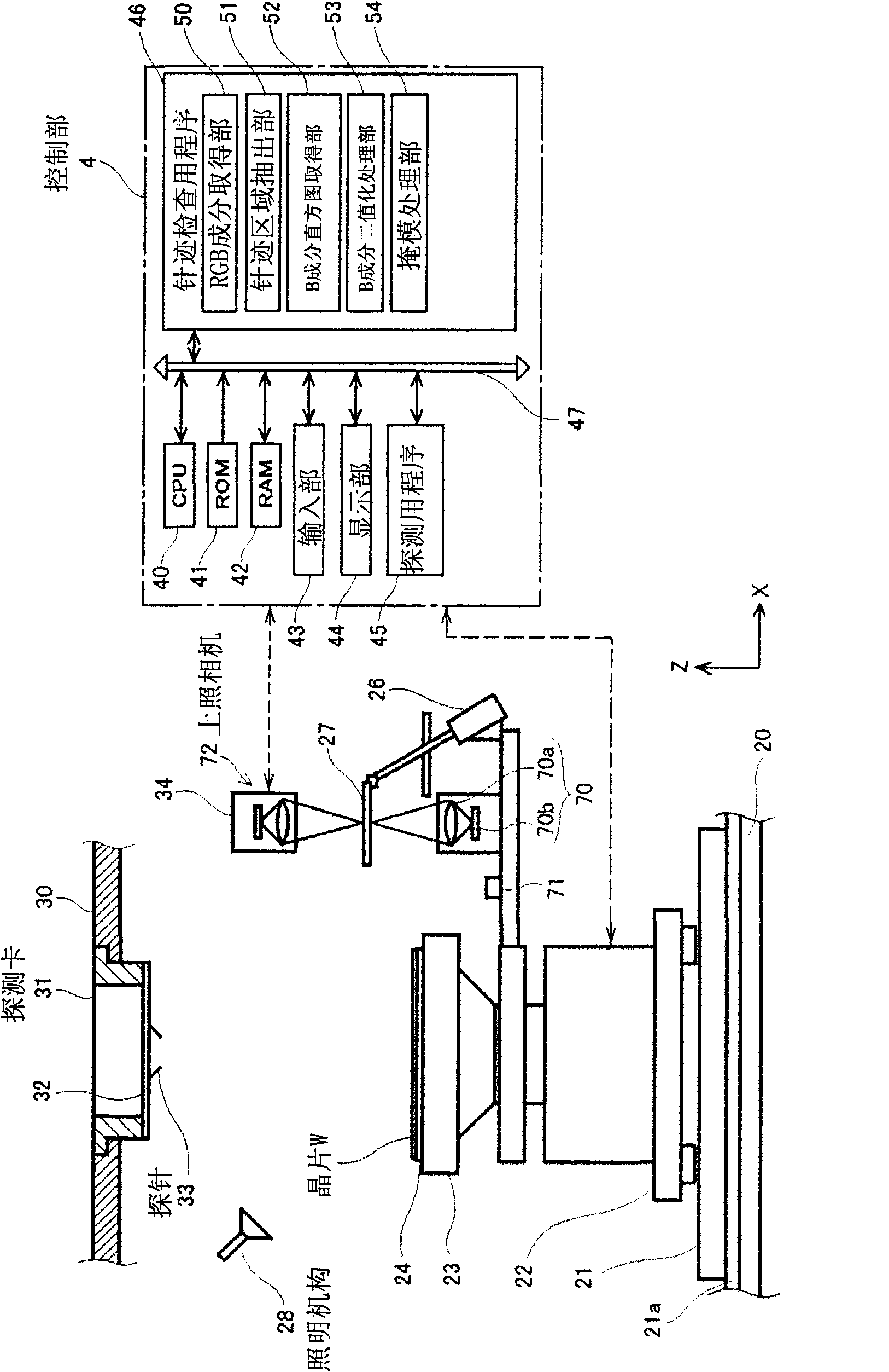 A needle tracking inspection device, a detecting device and a needle tracking inspection method