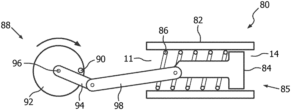 Semi-free rotating crankshaft actuator to pre-stress and fast release spring loadable plunger for oral healthcare appliance