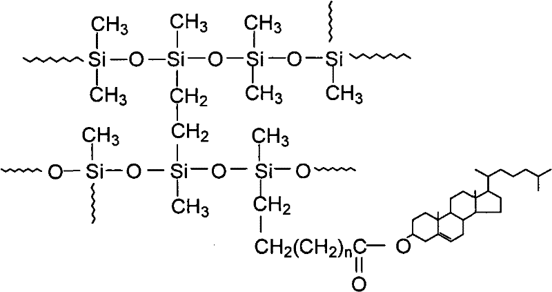 Silicon rubber/gadoleic acid cholesterol ester liquid crystal cross linking membrane and preparation method and applications thereof