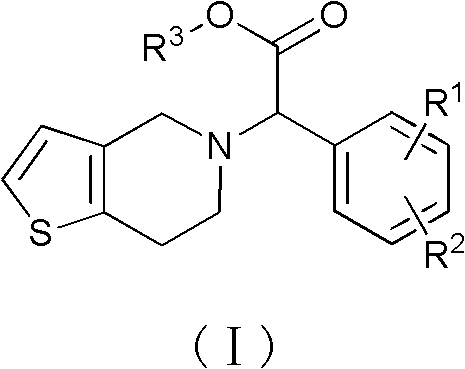 Preparation method and application of 2-substituted phenyl-2-(4,5,6,7-thiophane [3,2-c] pyridine-5(4H)-group) acetic acid (substituted alkyl alcohol) ester