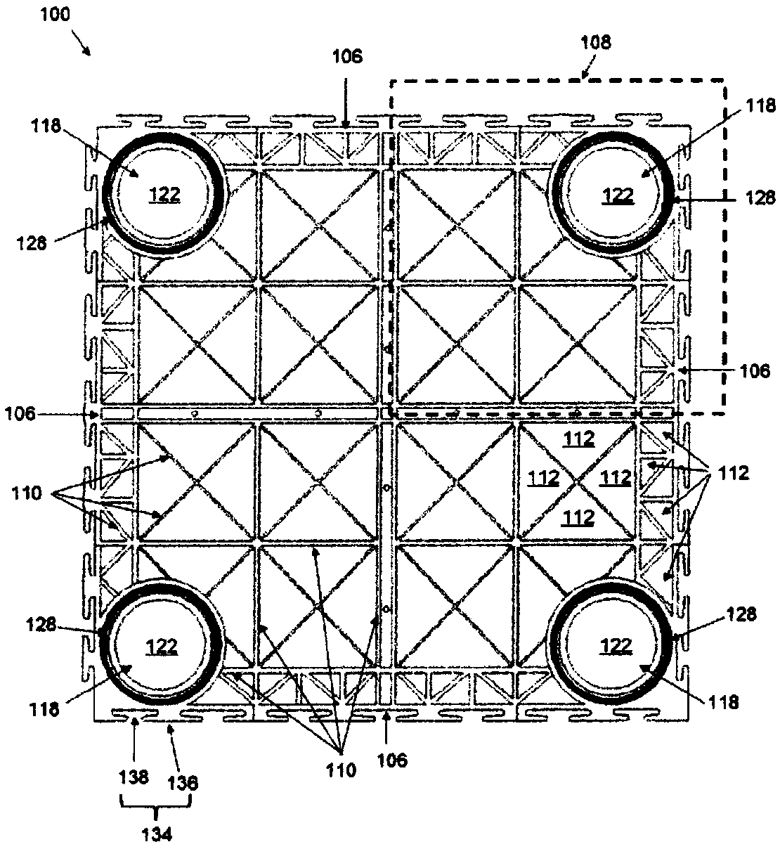 Modular pallet and multilayer support structure