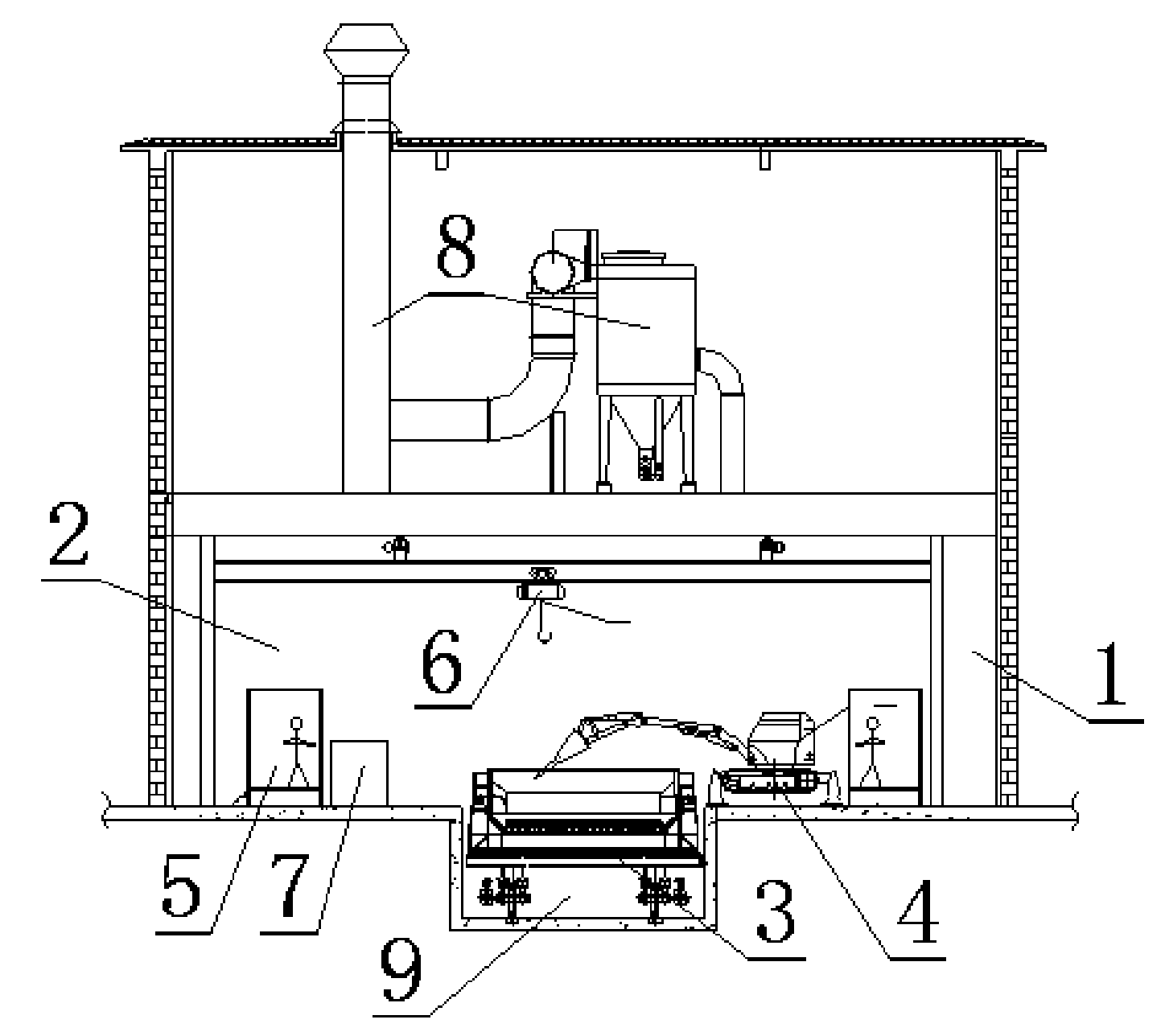 Configuration mode for an electrobath overhaul workshop and a furnace dismounting room