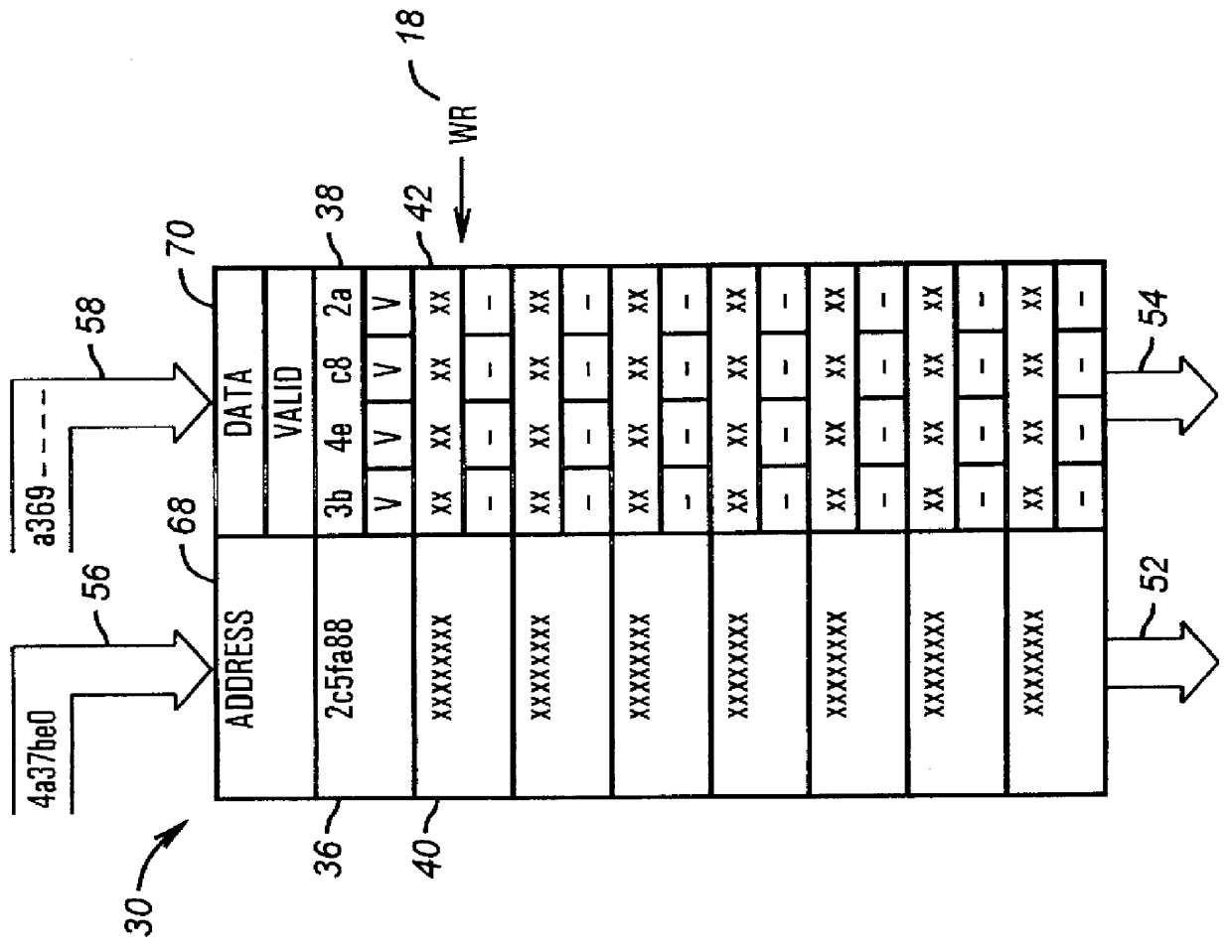 Write-buffer FIFO architecture with random access snooping capability