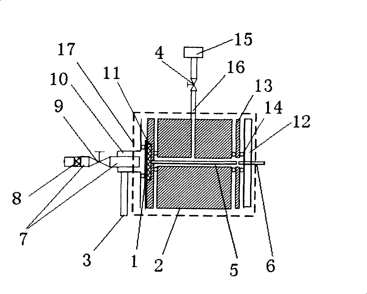 Film sample introduction sample enriching apparatus in on-line gas analysis mass spectrogram