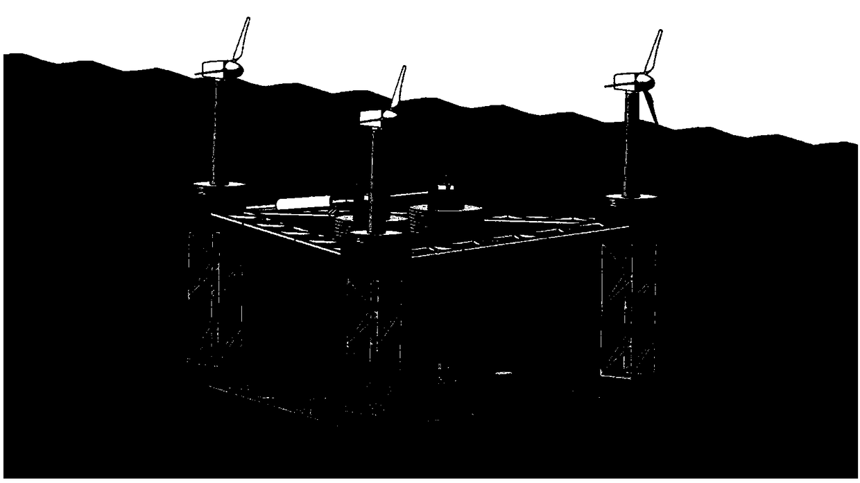 Offshore pitching and heaving coupling type wave energy and wind energy integrated power generation device