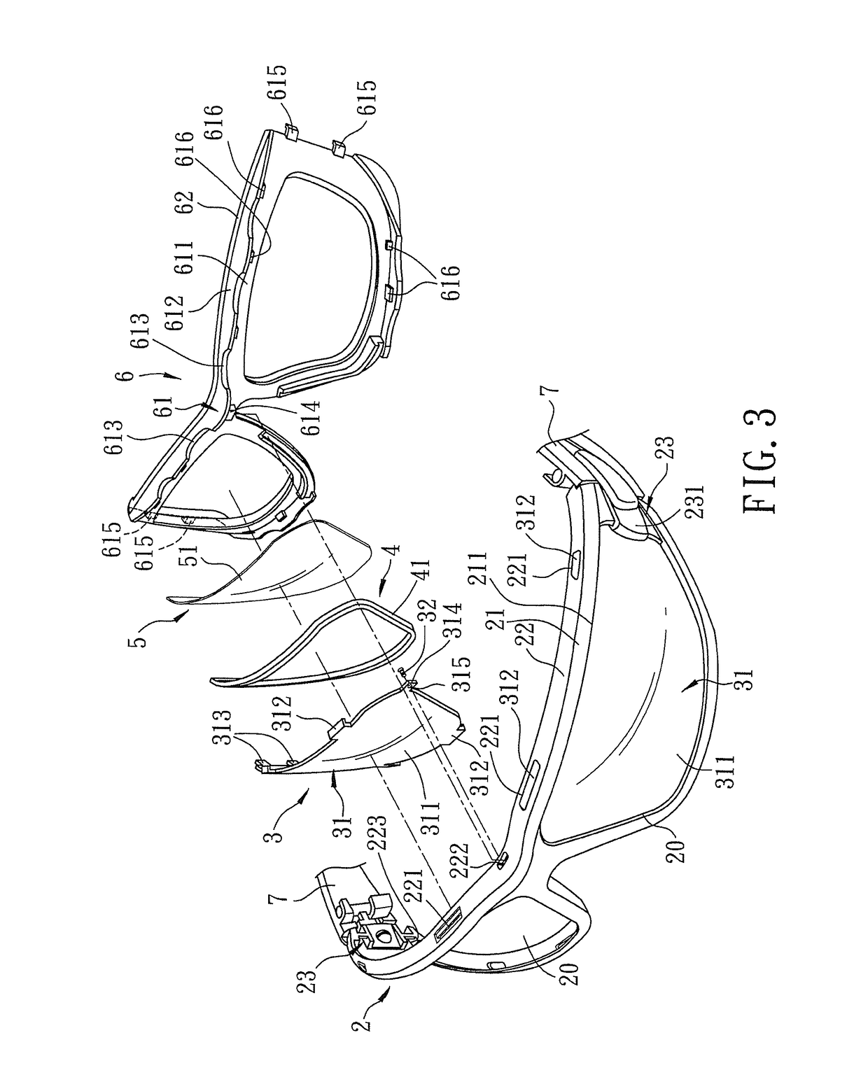 Eyeglasses having bilayered lens assembly