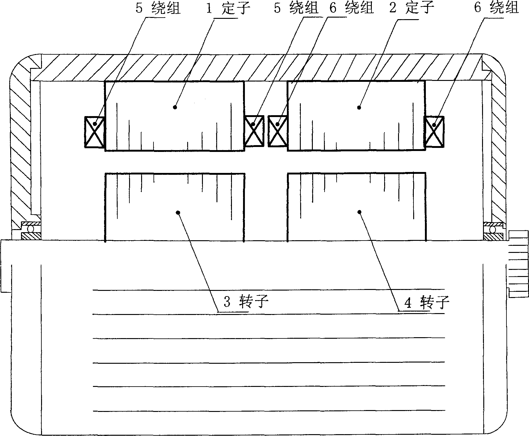 Magnetic resistant electric motor with double stator switch