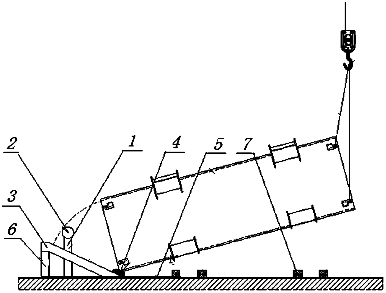 Wedge type large-diameter round pipe column lifting and overturning device