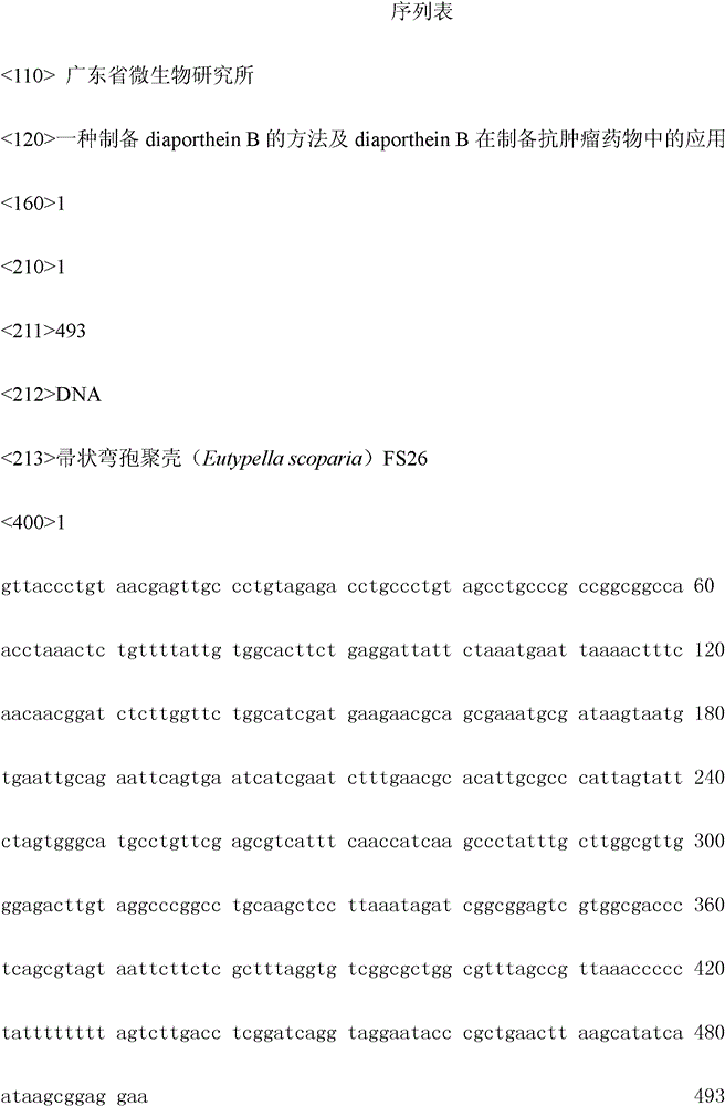 Method for preparing diaporthein B and application of diaporthein B to preparation of antitumor medicaments