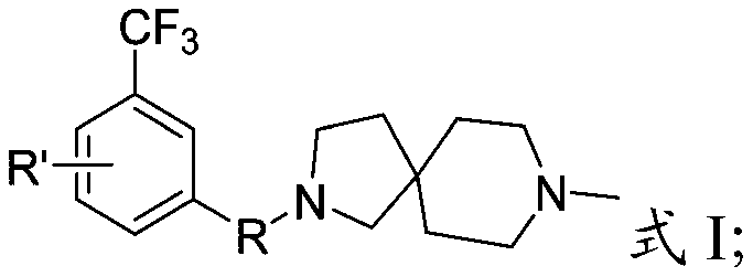 A diazaspiro derivative containing 3-trifluoromethyl-phenyl substituent and its preparation method and application