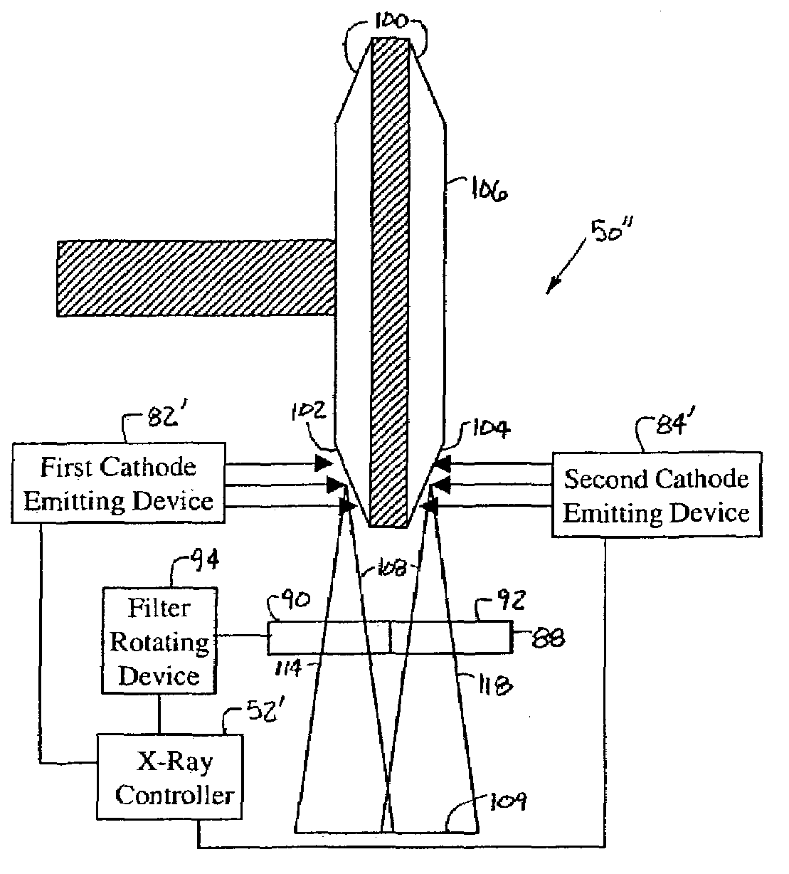 CT imaging system with multiple peak x-ray source