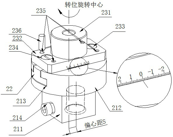 An indexable clamp with adjustable eccentricity on the indexing chuck