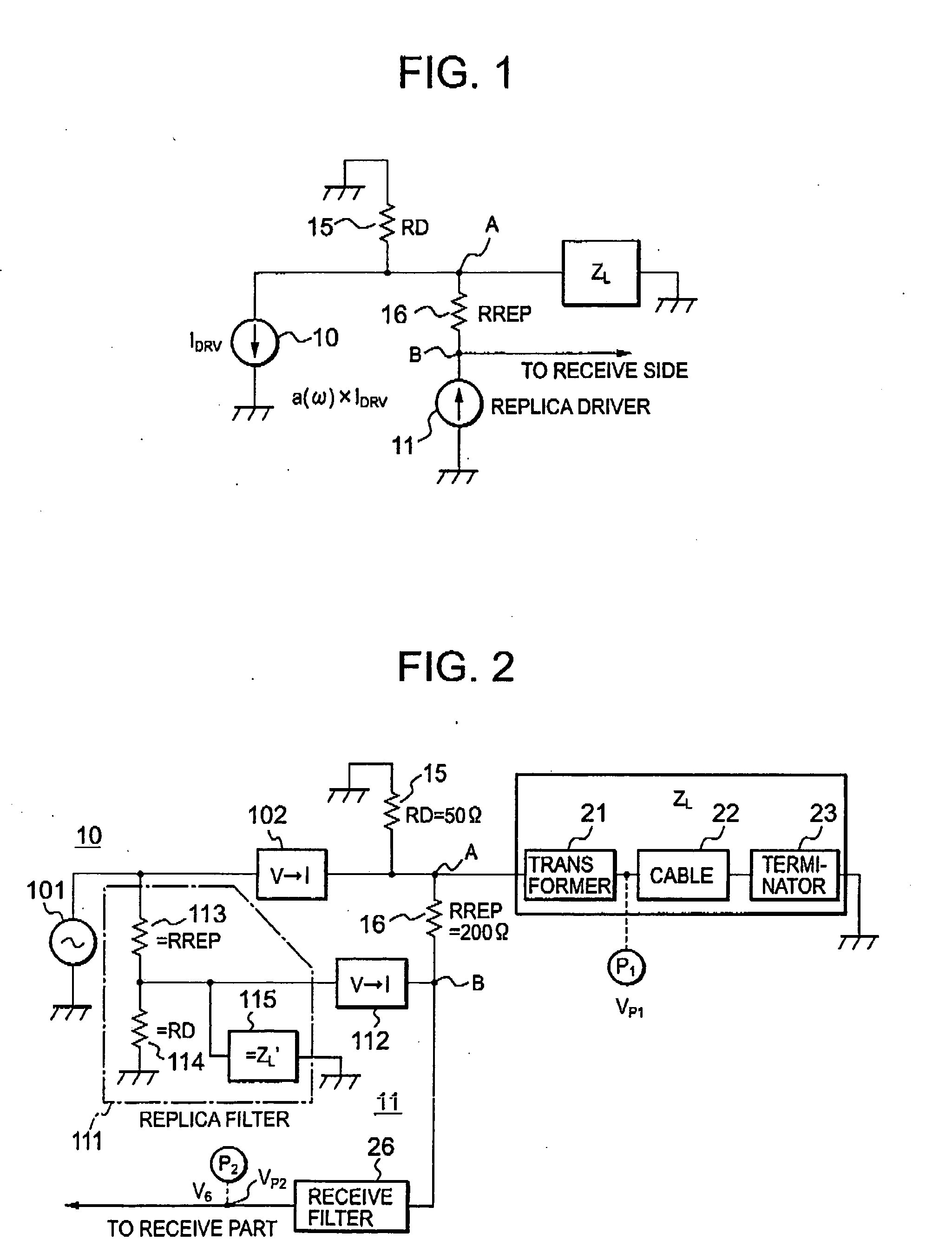 Active hybrid transformer circuit having a replica driver