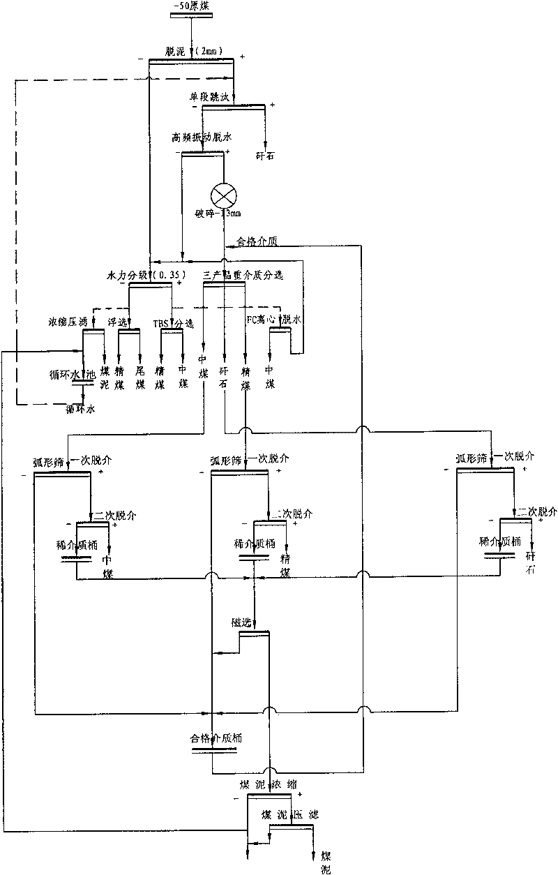 Raw coal washing process capable of realizing non-polar ash conditioning