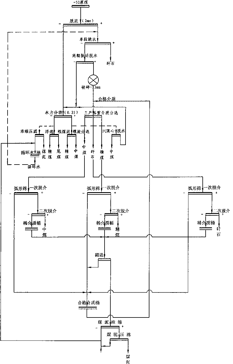 Raw coal washing process capable of realizing non-polar ash conditioning