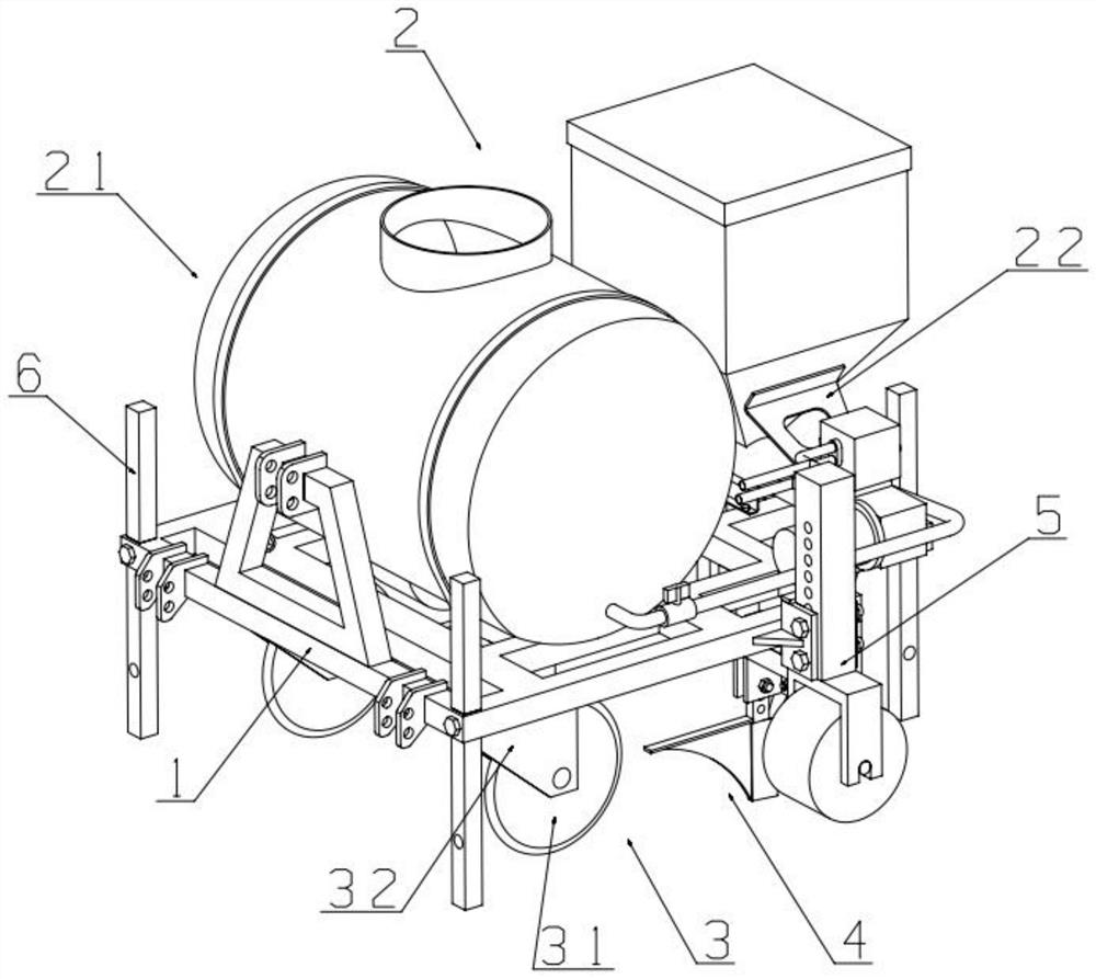 A water and fertilizer integrated pine management machine for perennial cane