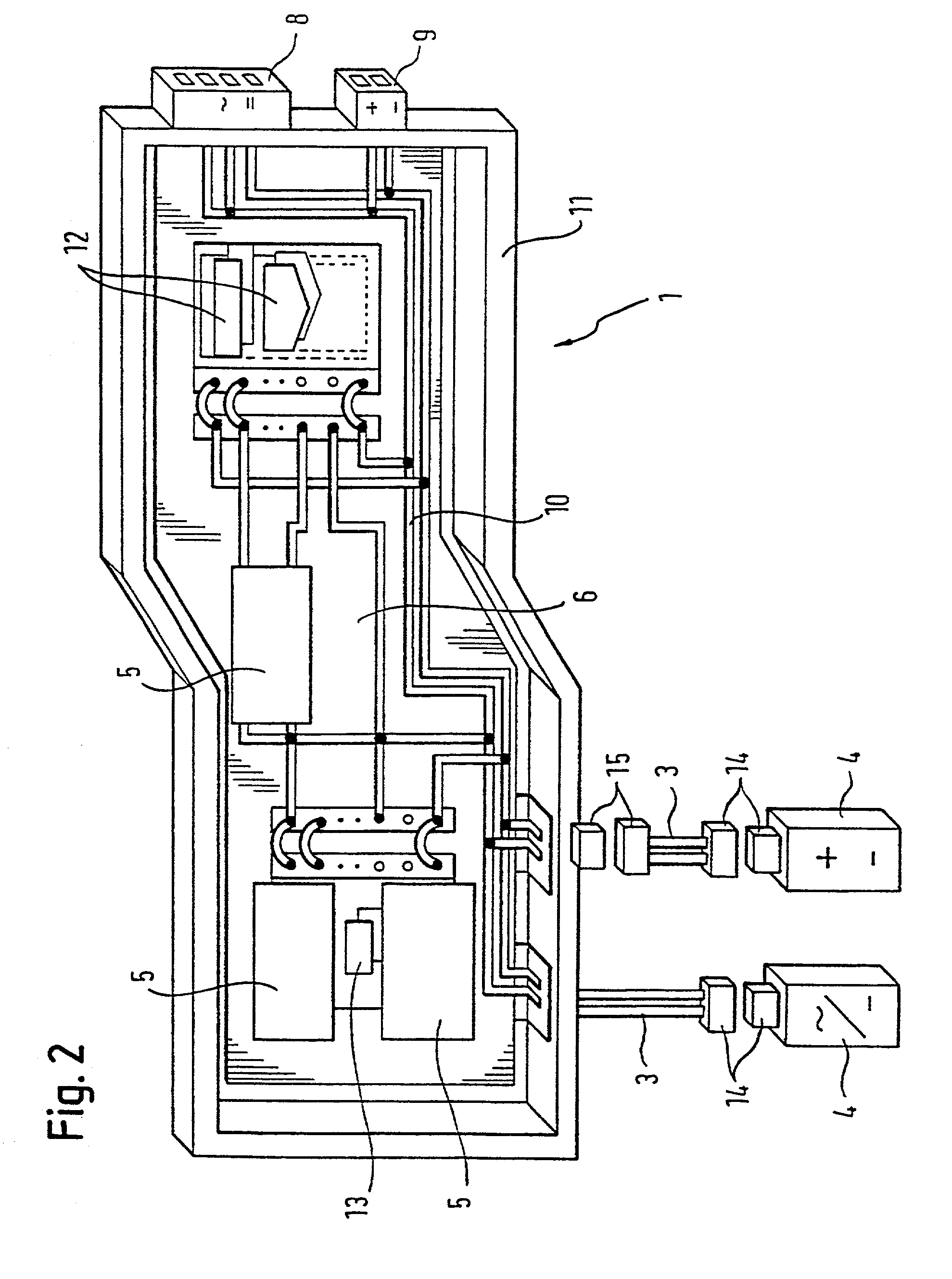 Electrical wiring system for the drive unit in vehicles