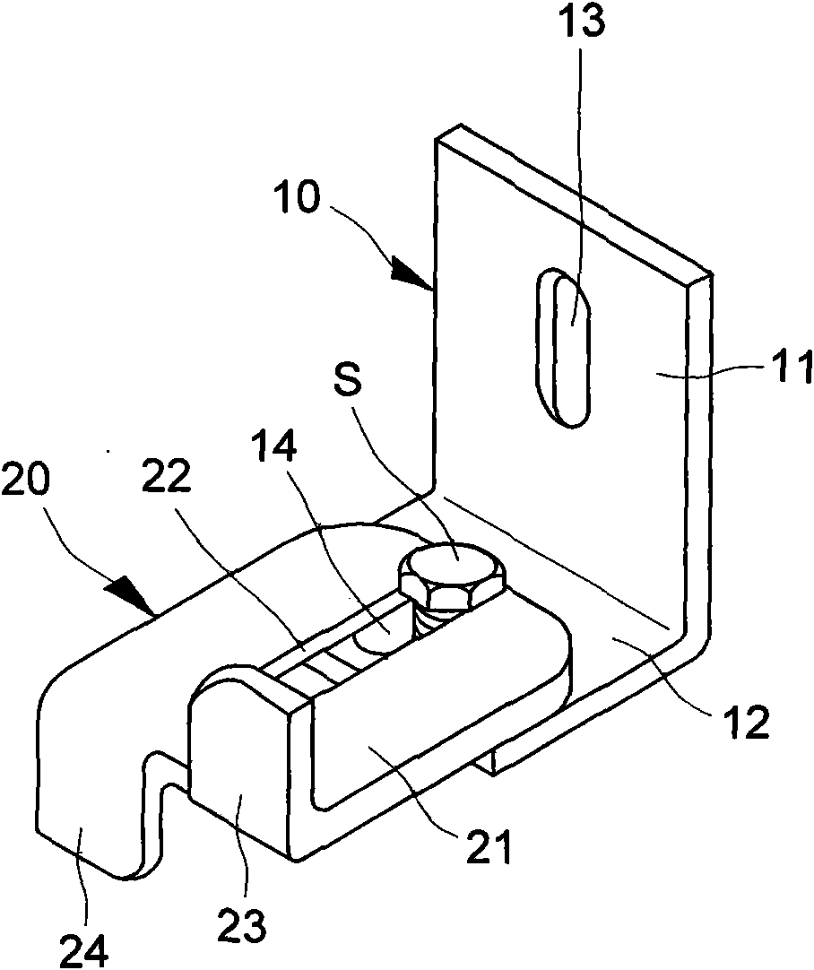 Special connecting and fixing construction member for constructing wall surface of stone panel