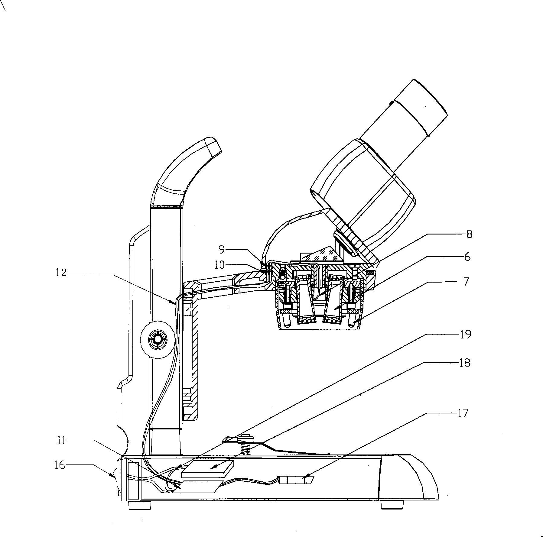 Light source lighting circuit on stereomicroscope