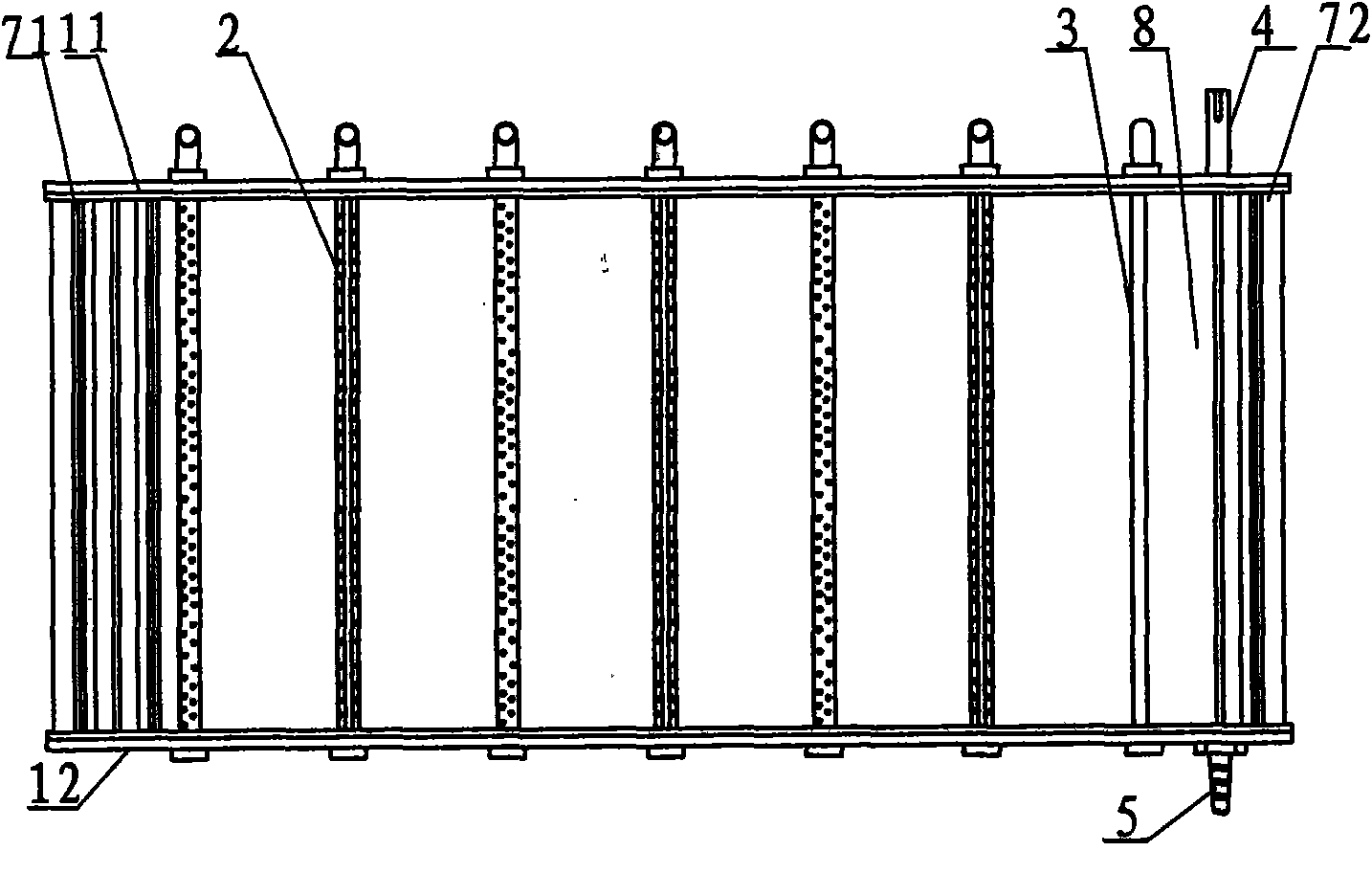 Micro-net component with rotary mobile micro-net body distributed with shock absorption and continuous line-shaped backwash