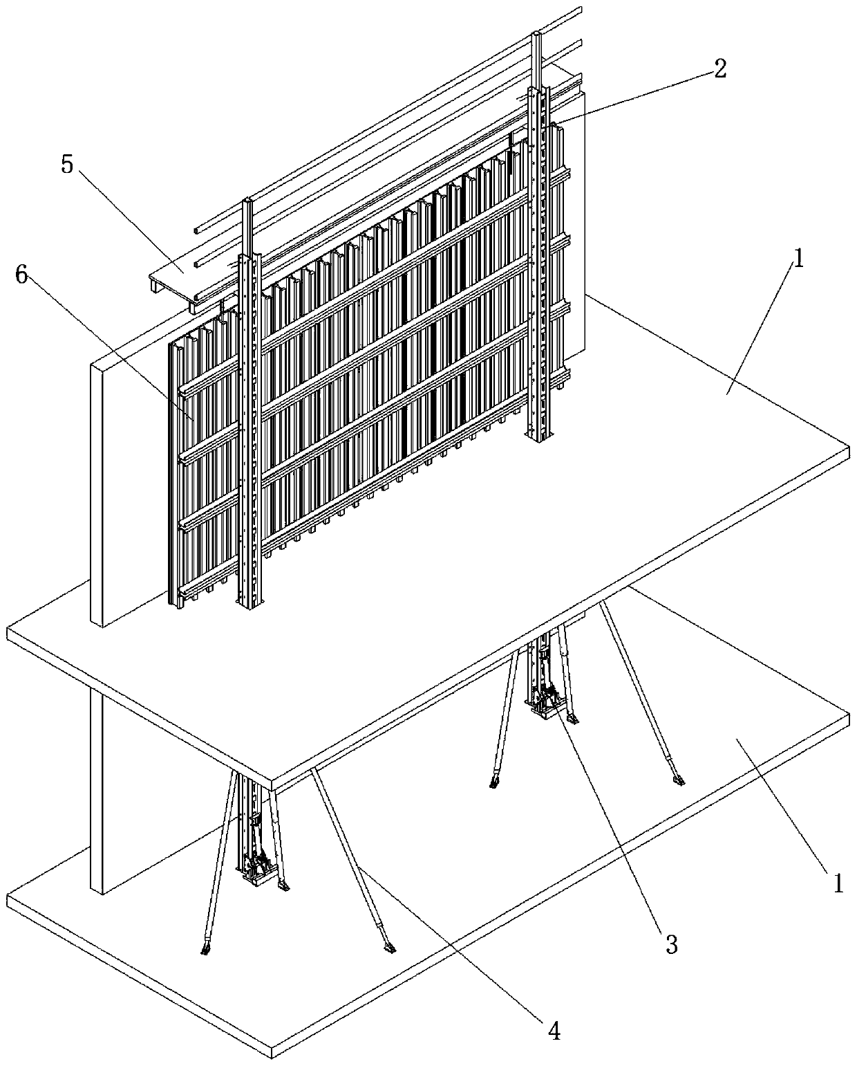 Floor-penetrating creeping formwork