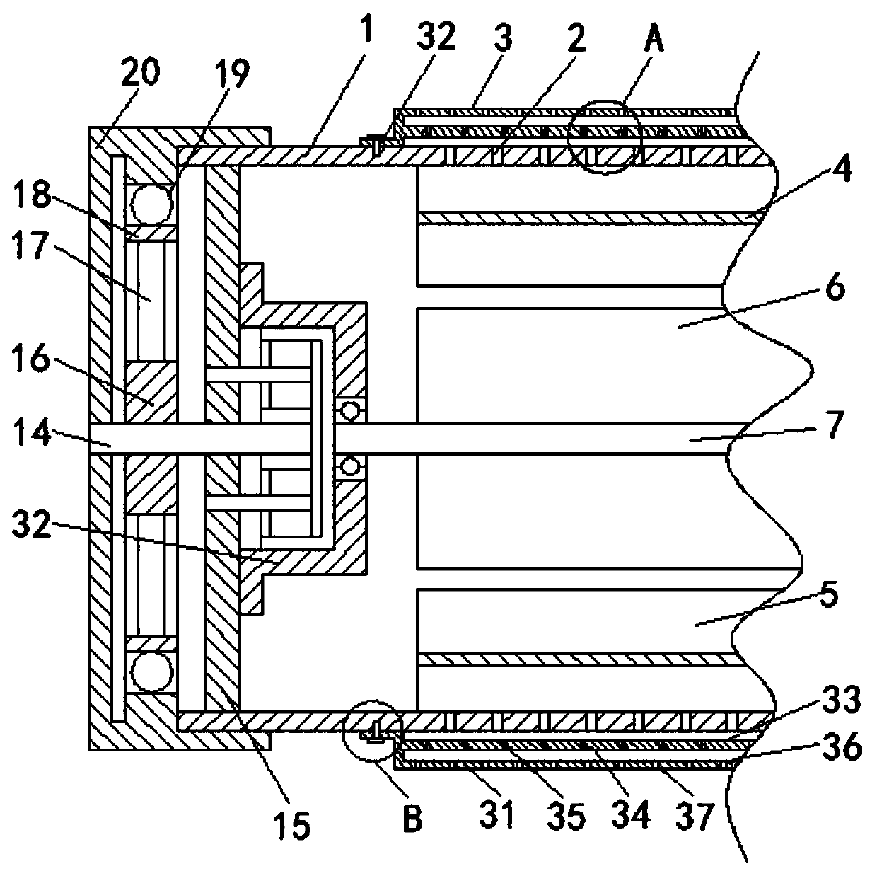 Motor heat dissipation device based on gear transmission principle