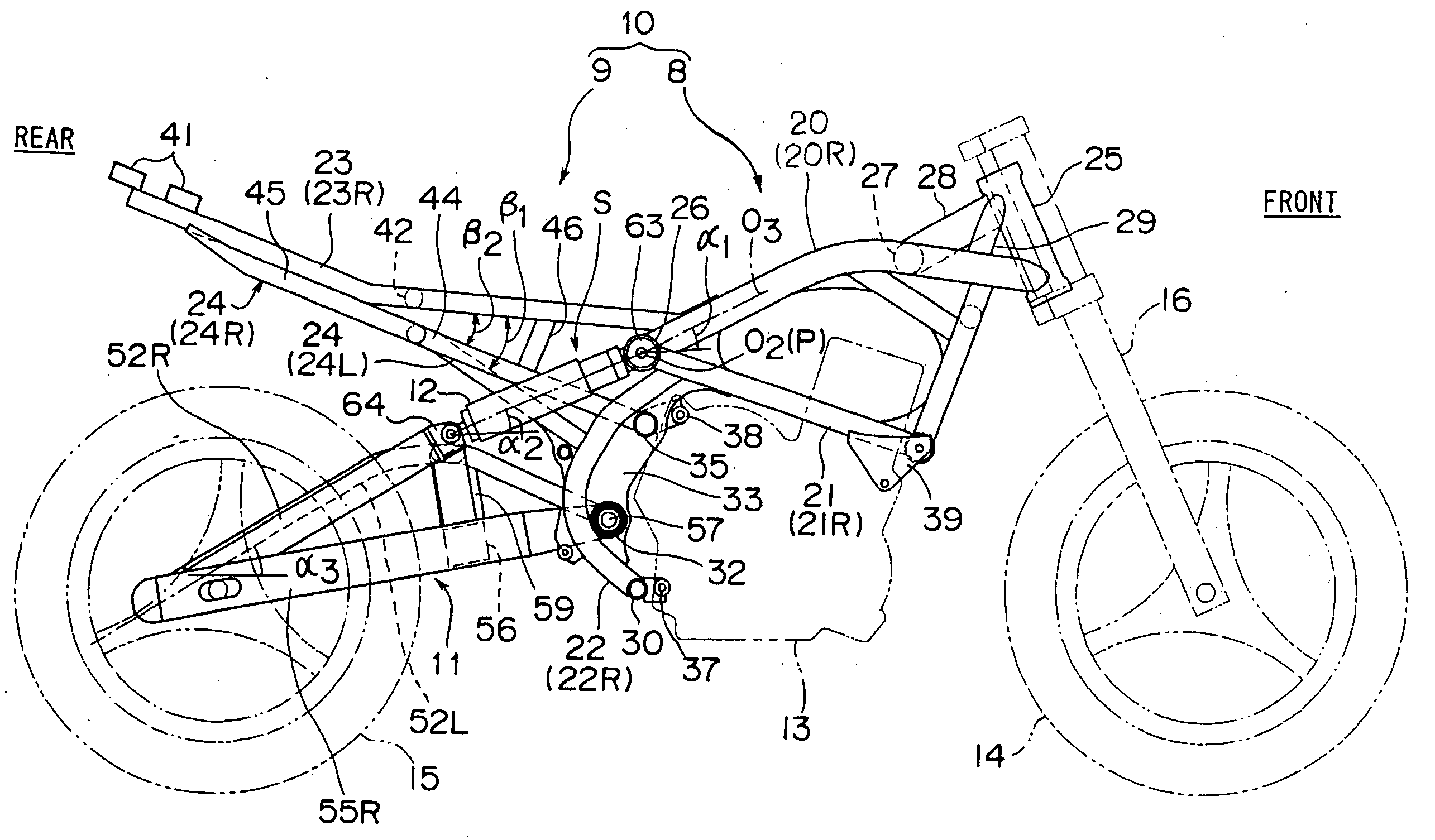 Vehicle body structure of motorcycle