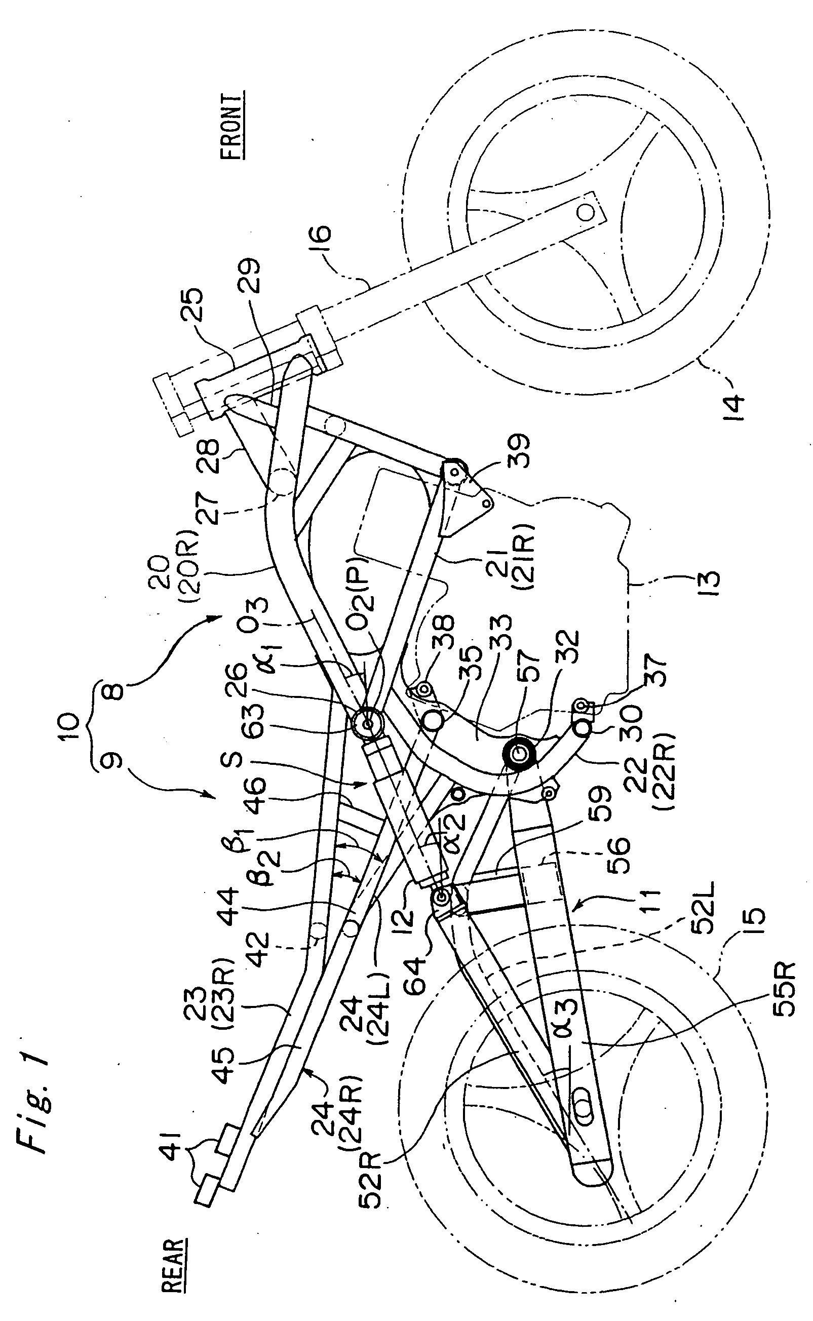 Vehicle body structure of motorcycle