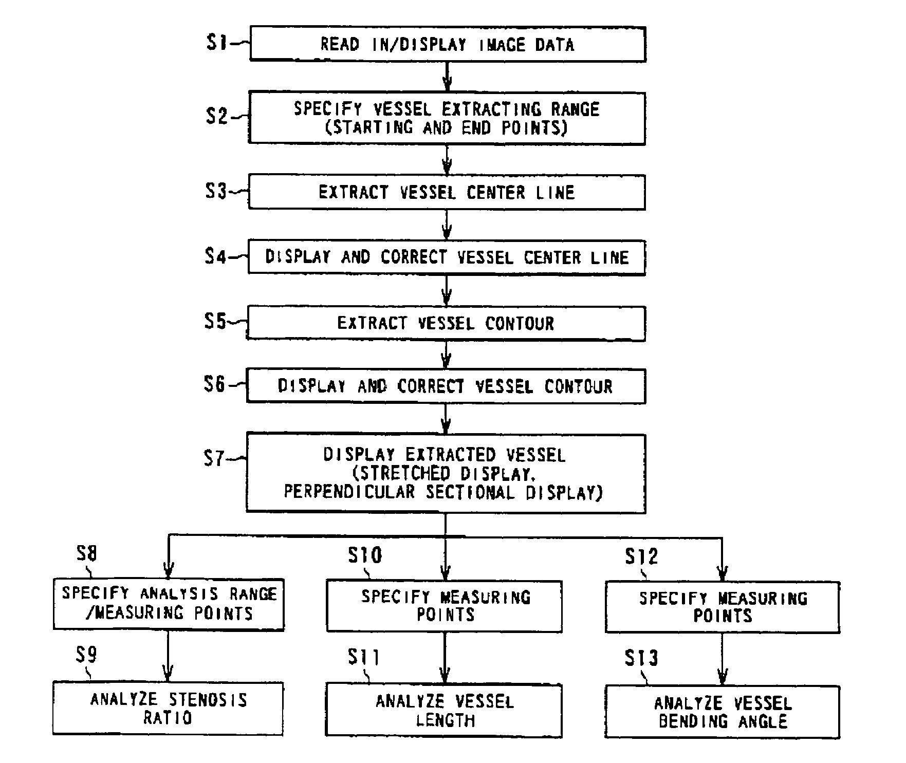 Processor for analyzing tubular structure such as blood vessels