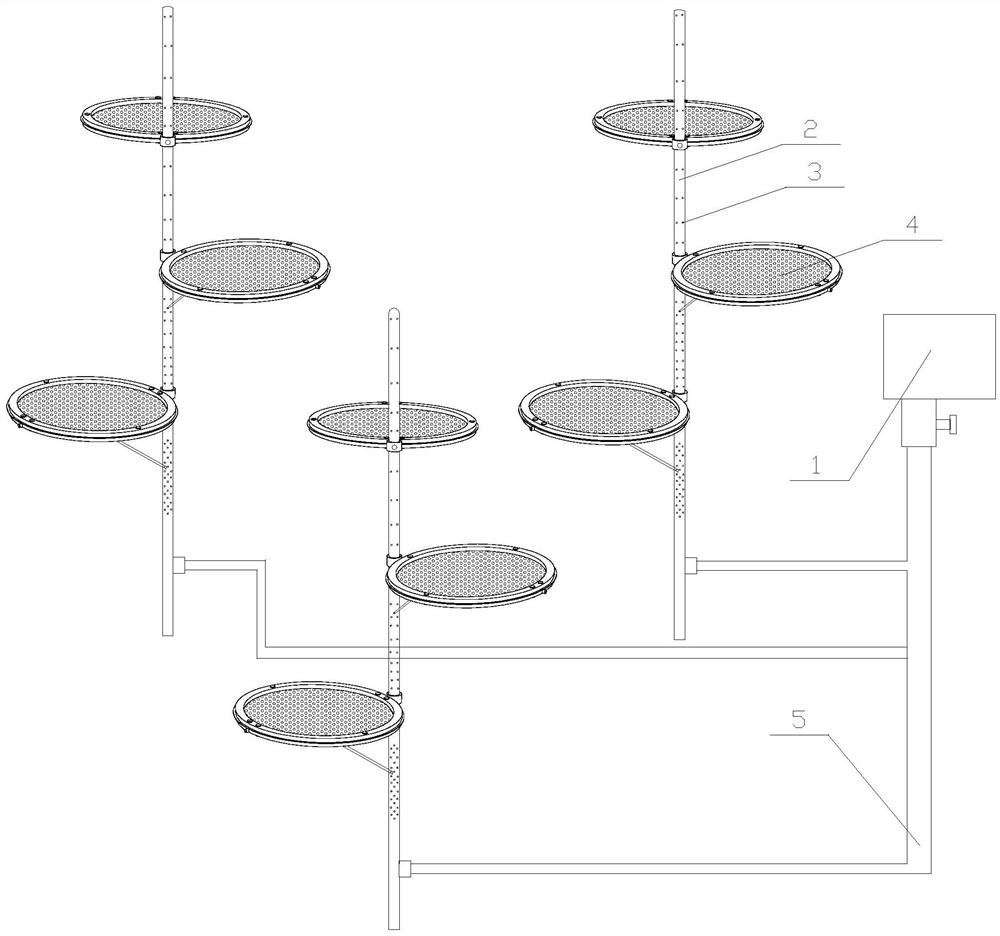 Multi-space high-dissolved-oxygen device based on freshwater shrimps and breeding and culture method thereof