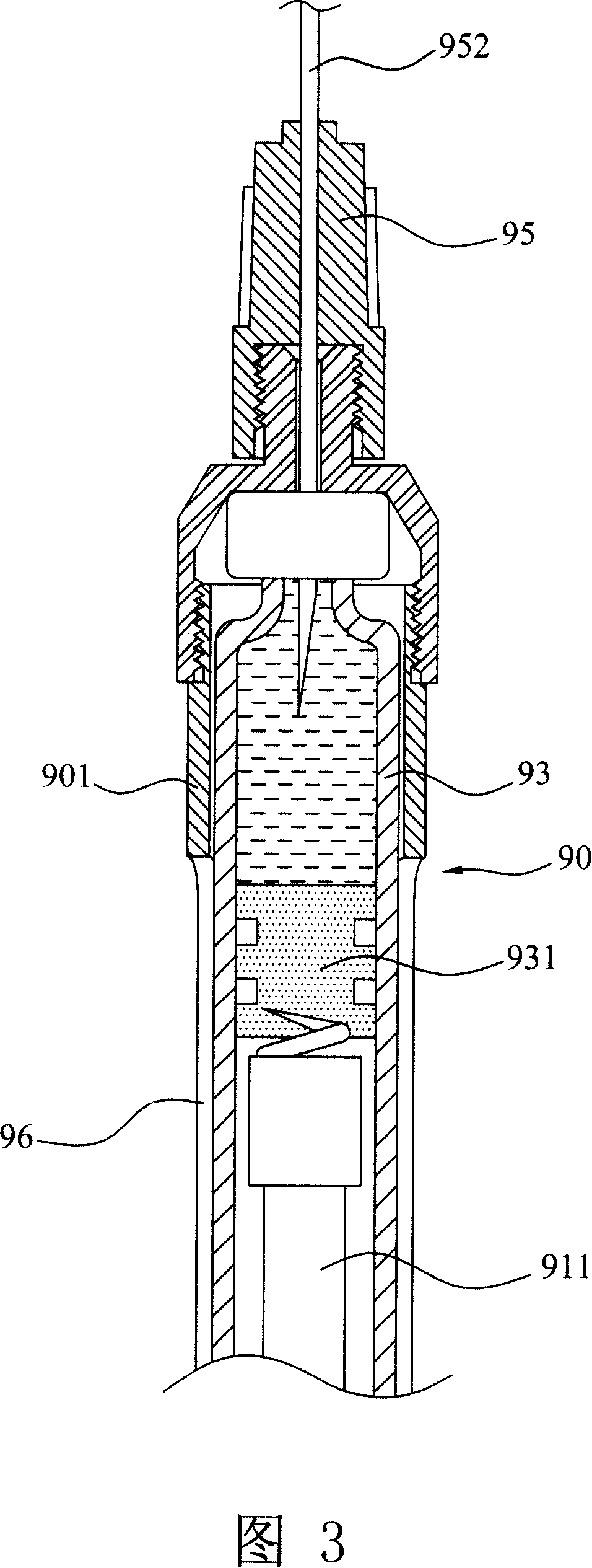 Portion abandoning type tube needle bed of agent