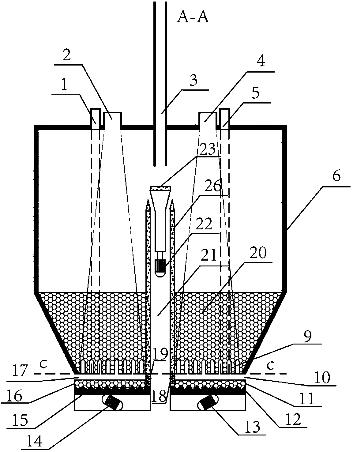 A control system and method for cooling high-temperature solid bulk material in a moving bed