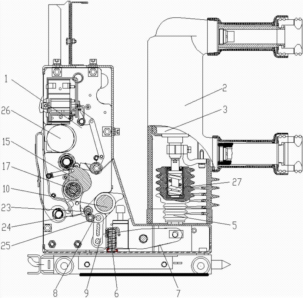 24KV vacuum high-voltage circuit breaker equipped with small modular spring operating mechanism