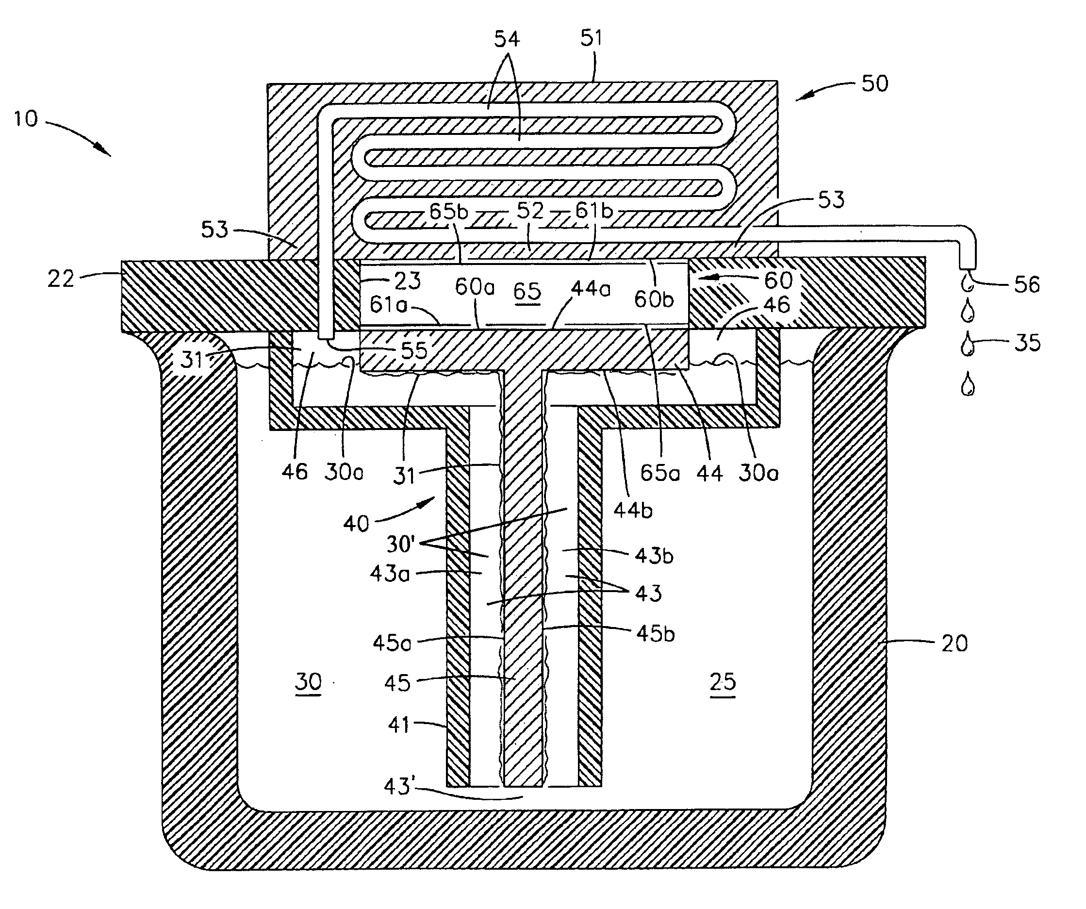 High temperature peltier effect water distiller