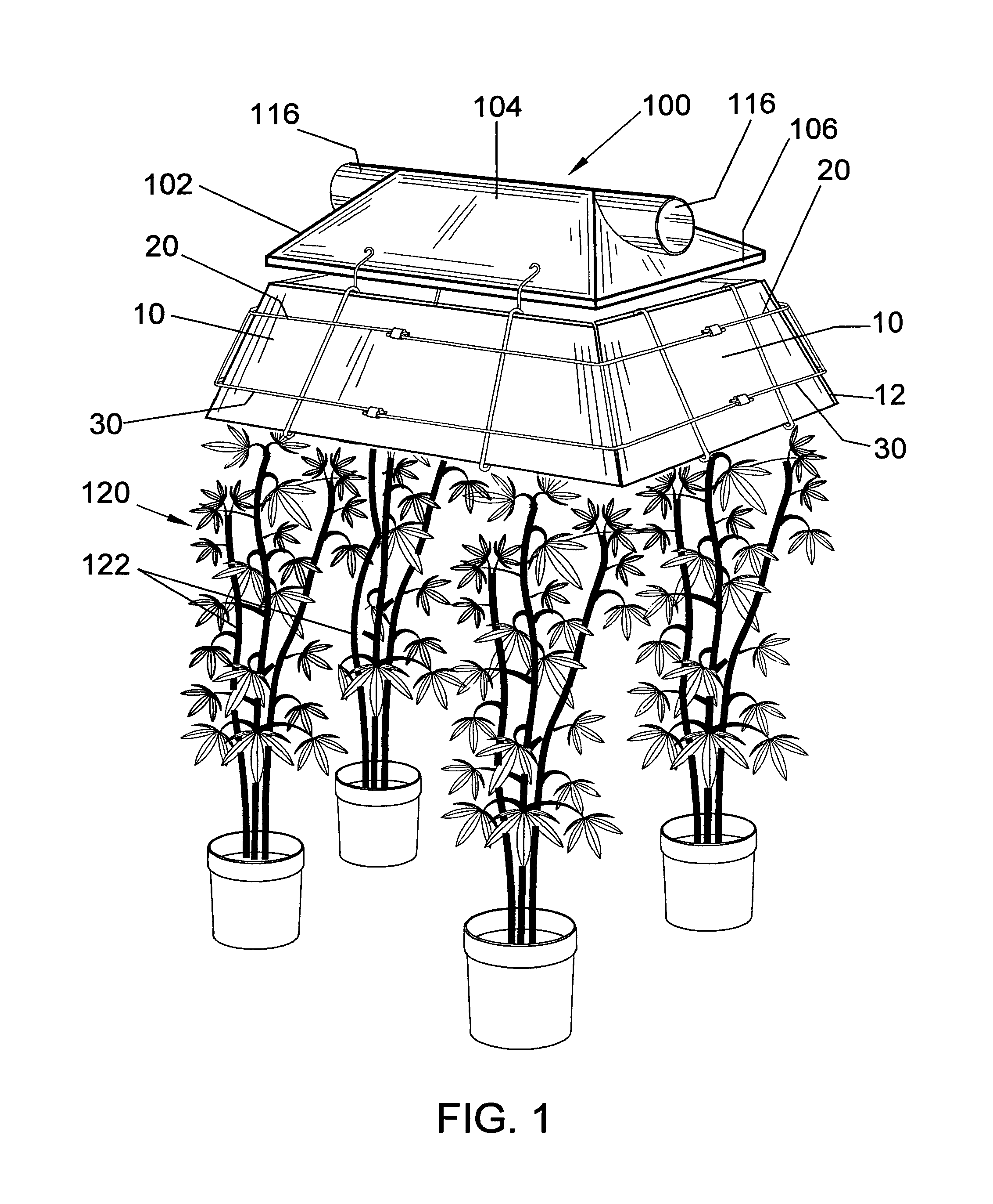 Light reflector structure for horticultural lamps