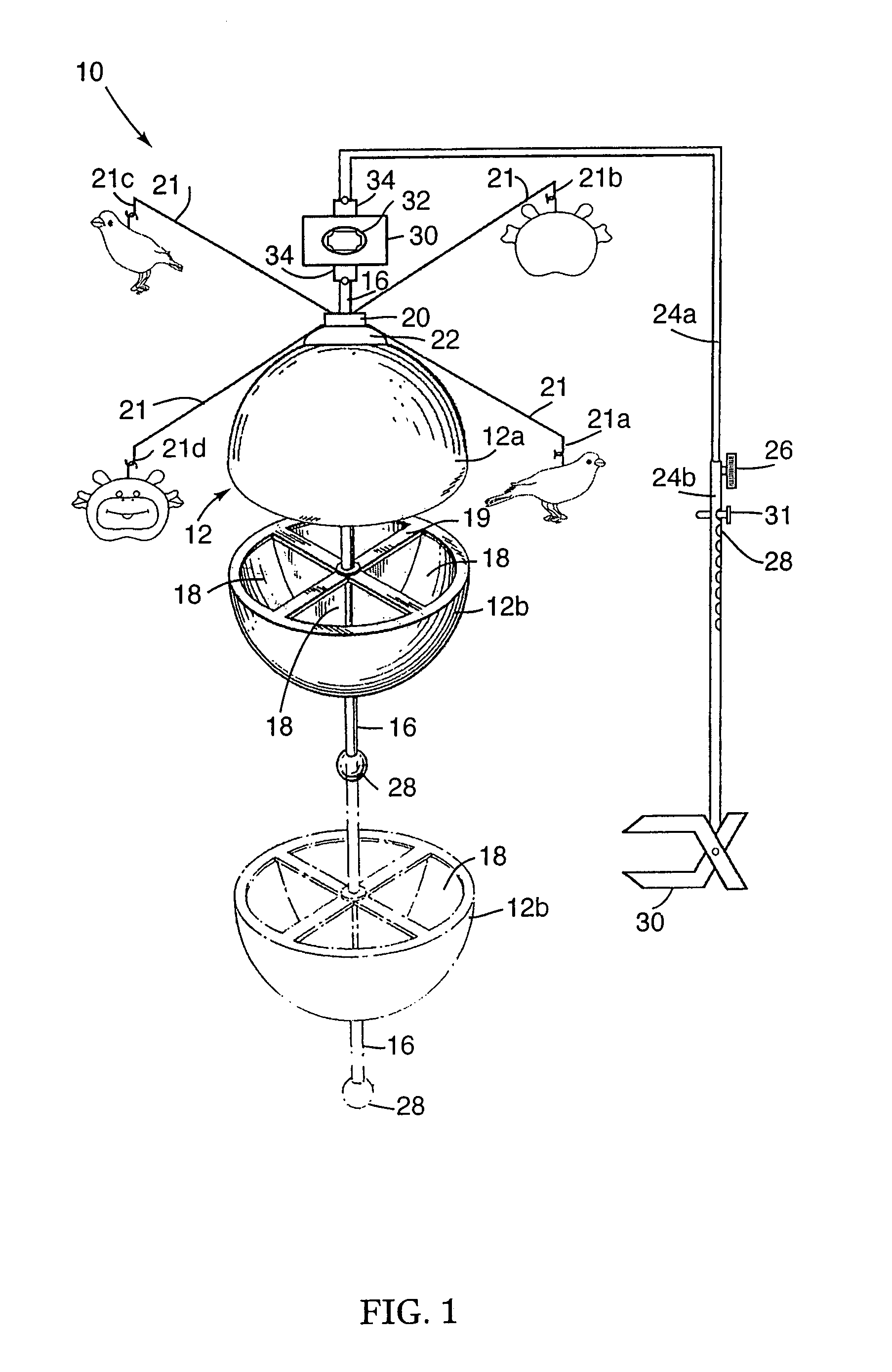 Infant stimulation and environment sterilizing device