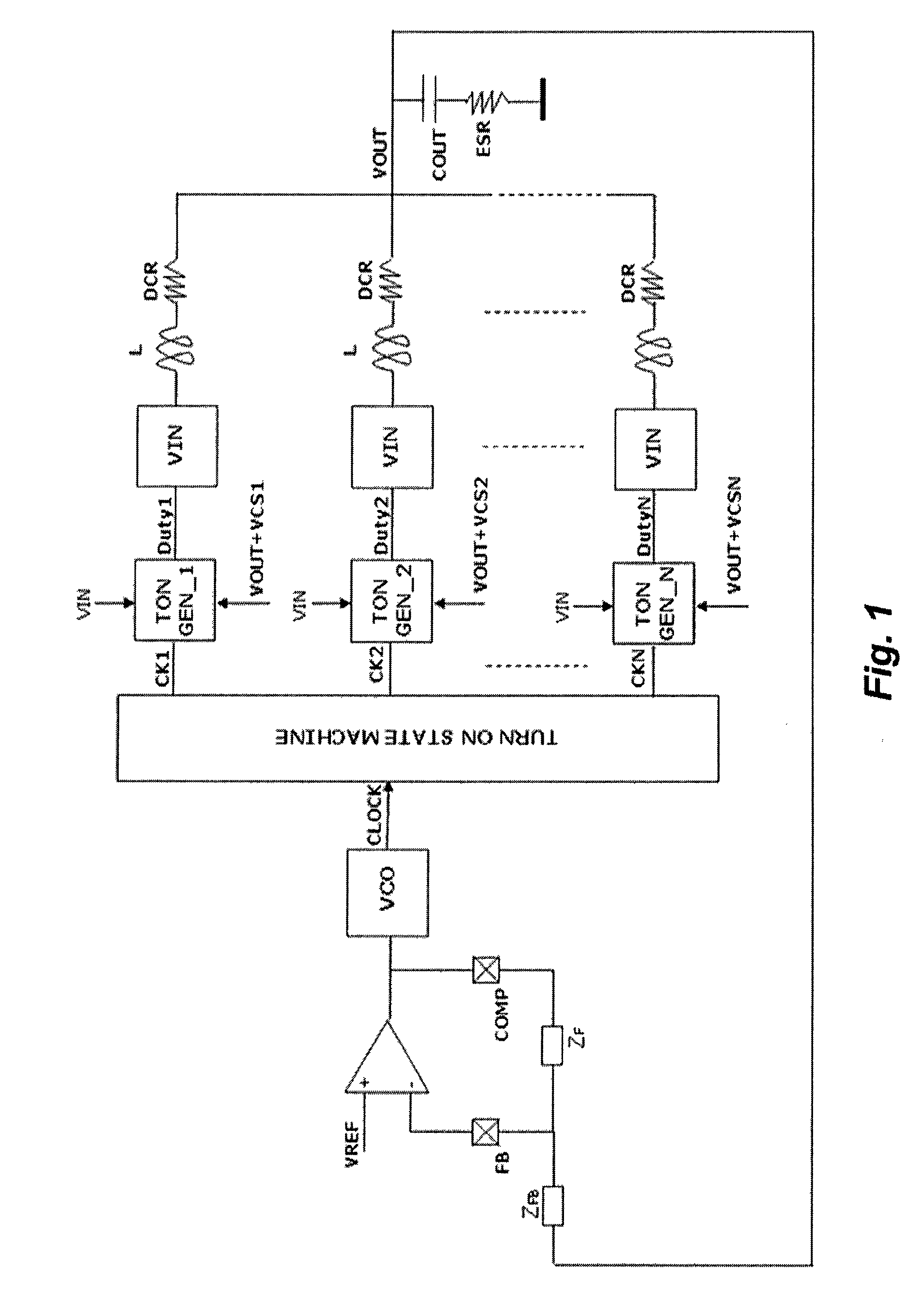 Constant-on-time multi-phase switching voltage regulator and related method of generating a regulated voltage