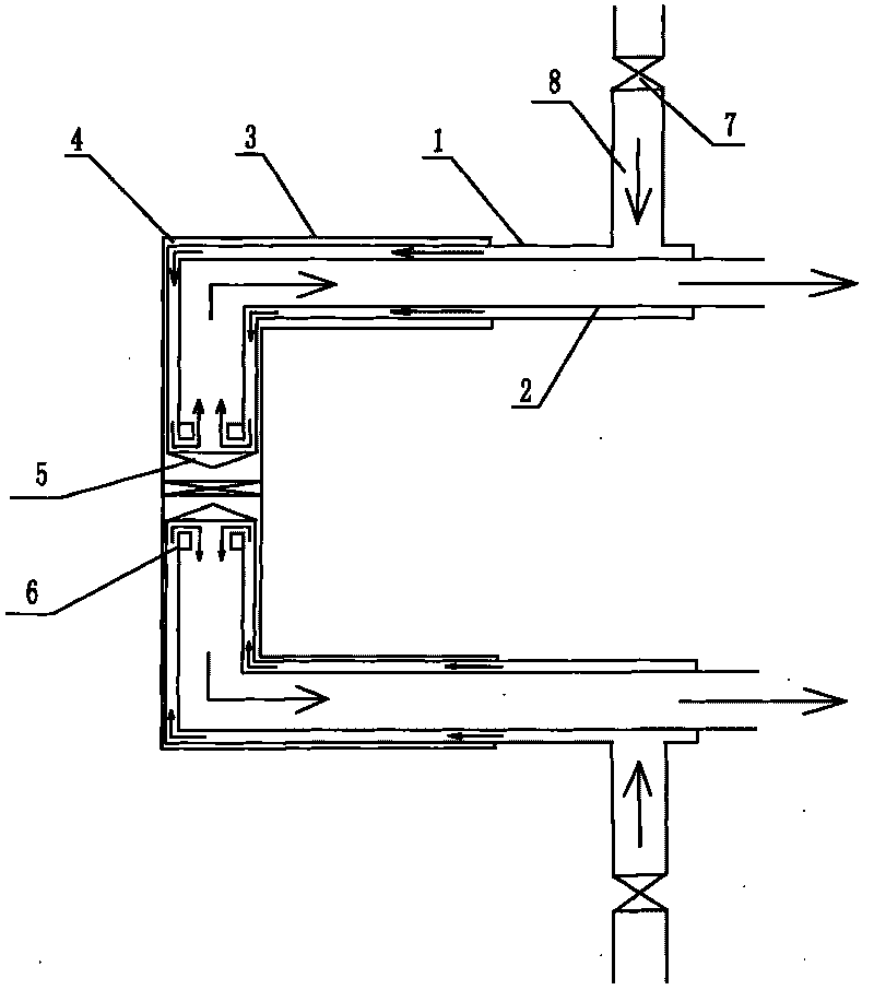 Pore channel cooling method of damaged cooling wall of blast furnace and device thereof