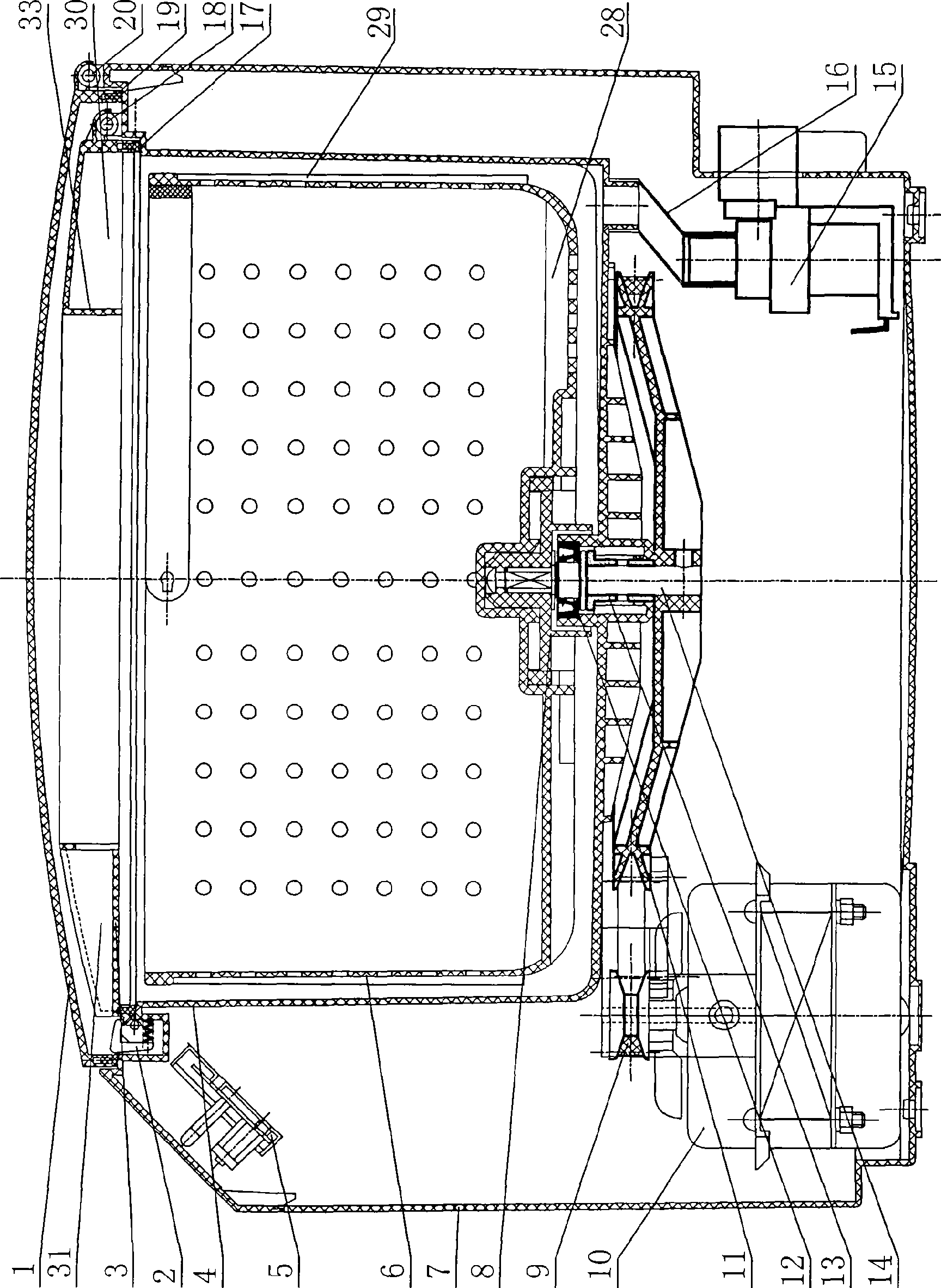 Annular water flow type machine for cleaning fruits and vegetables