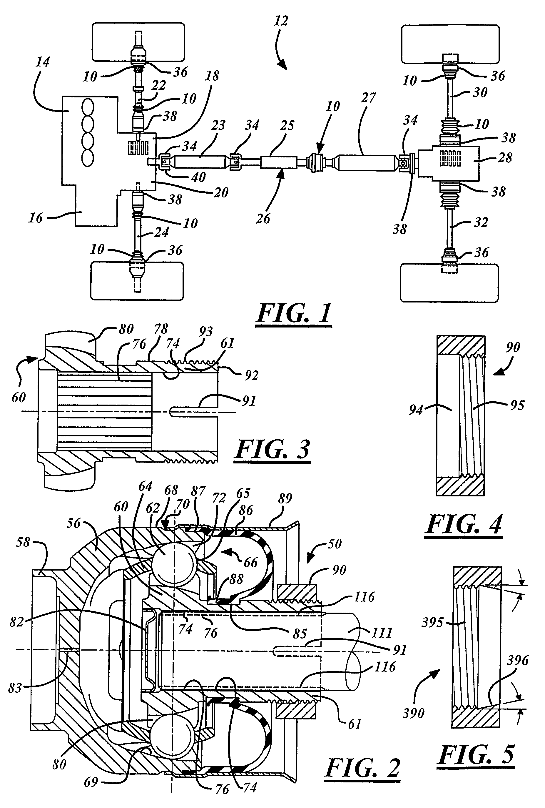 Direct torque flow constant velocity joint having collet connection