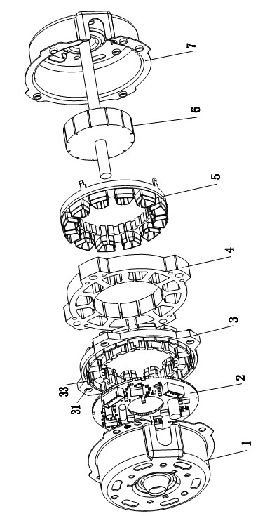 DC motor with insulating frame structures