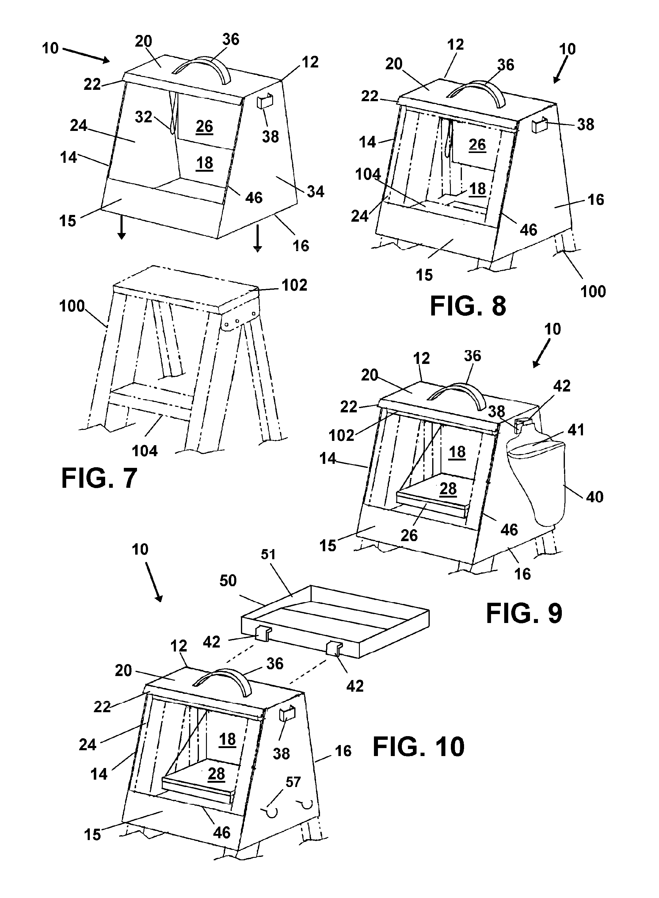 Combined ladder engageable tool carrier and step stool