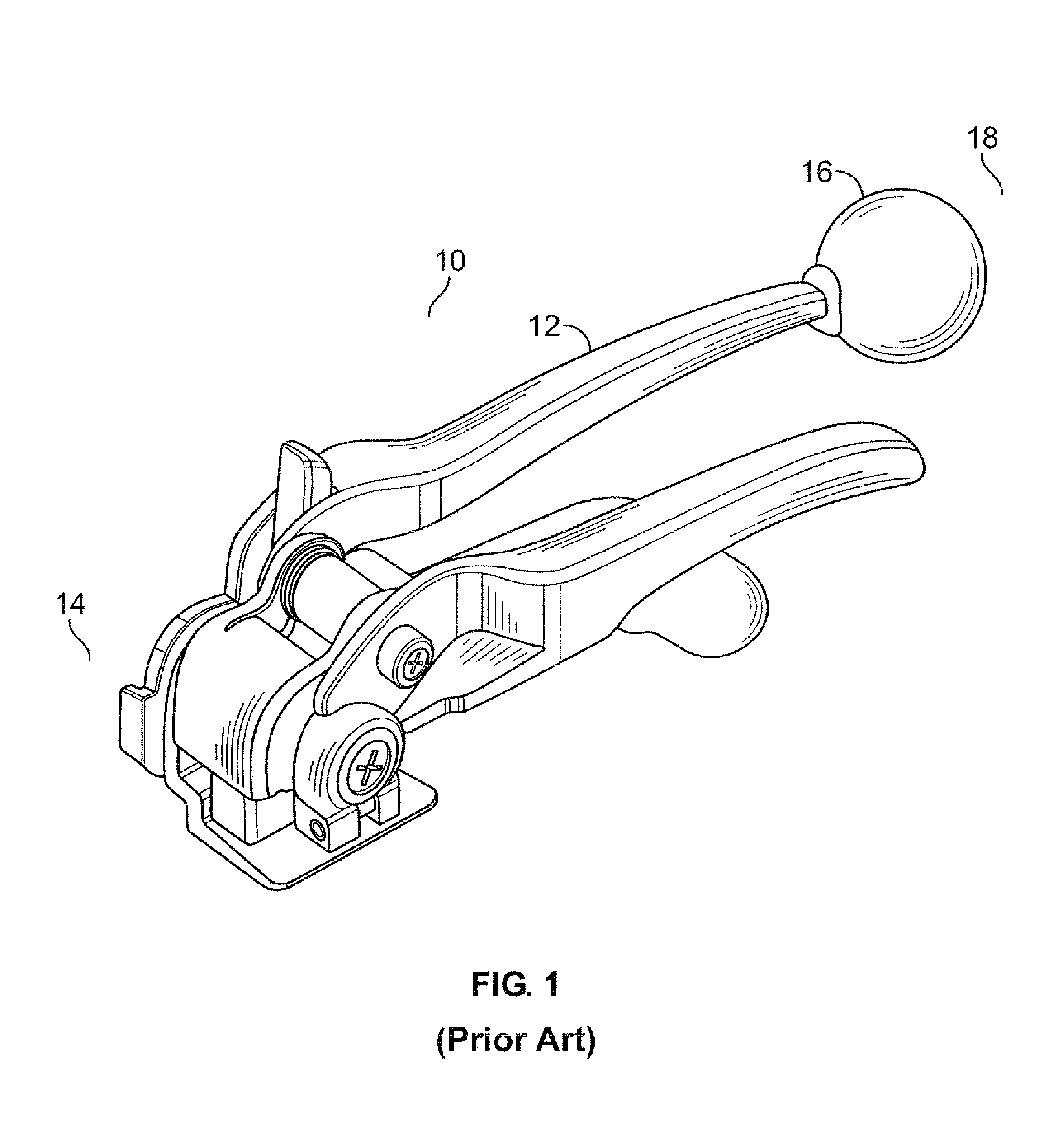 Manual tensioner for non-metallic straps