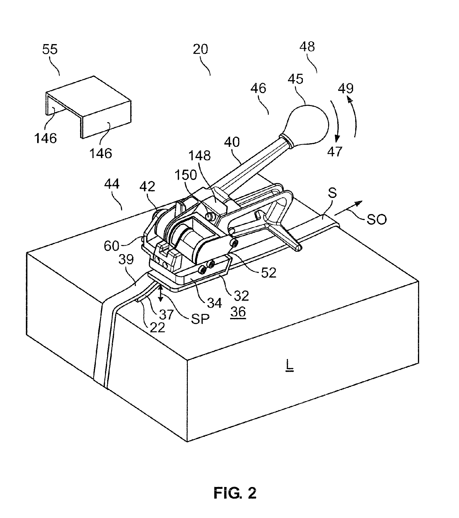 Manual tensioner for non-metallic straps