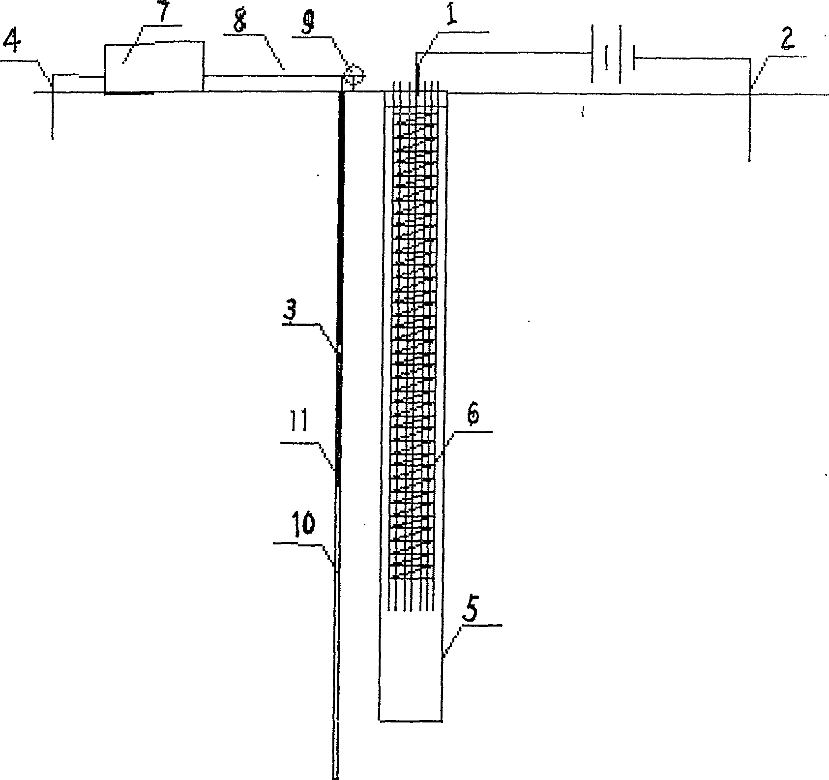 Method for detecting reinforcing bar cage length of concrete pouring pile by electric logging method