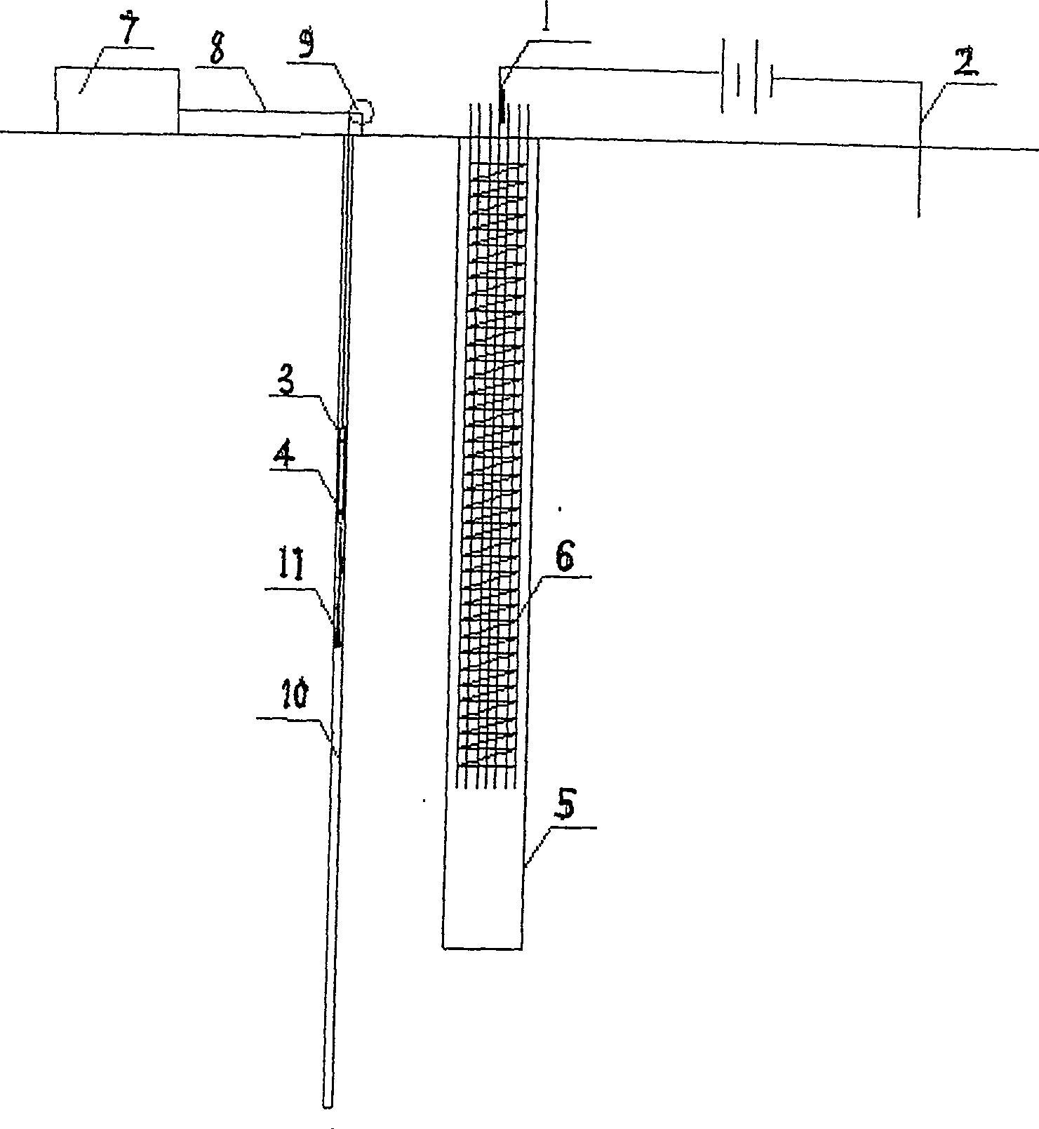 Method for detecting reinforcing bar cage length of concrete pouring pile by electric logging method