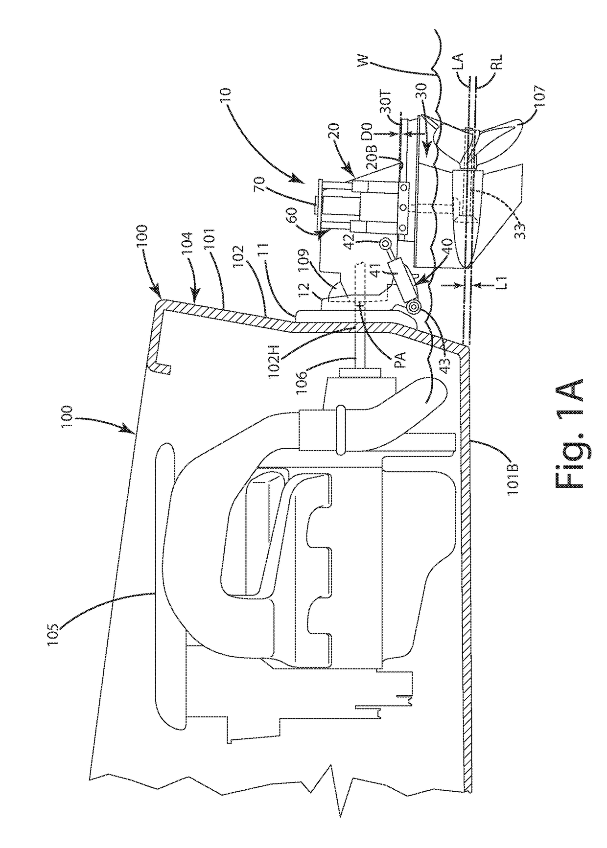 Watercraft adjustable shaft spacing apparatus and related method of operation